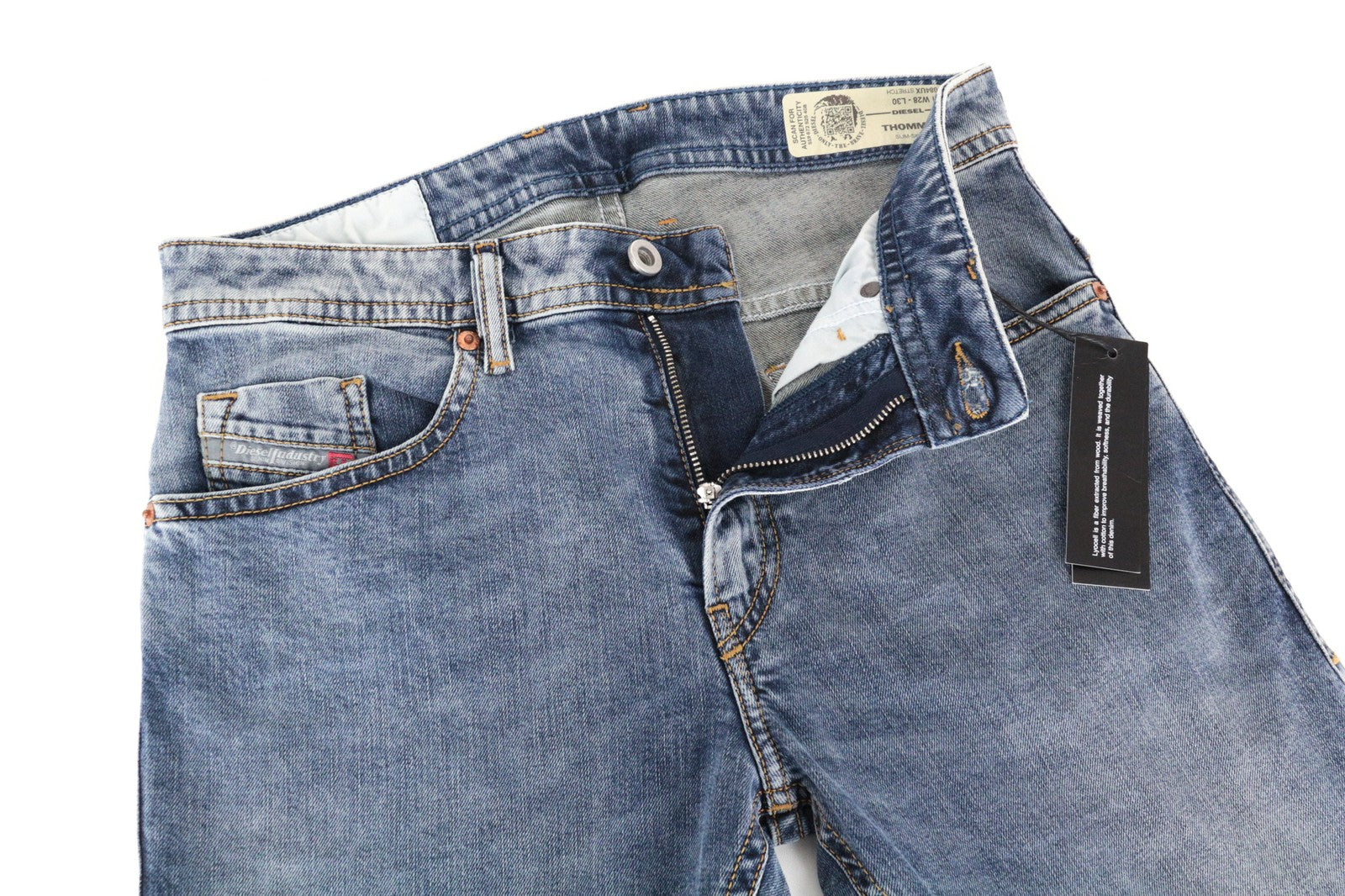 DIESEL Thommer 084UX W28/L30 vyriški džinsai su plonais, aptemptais kraštais, akmens spalvos