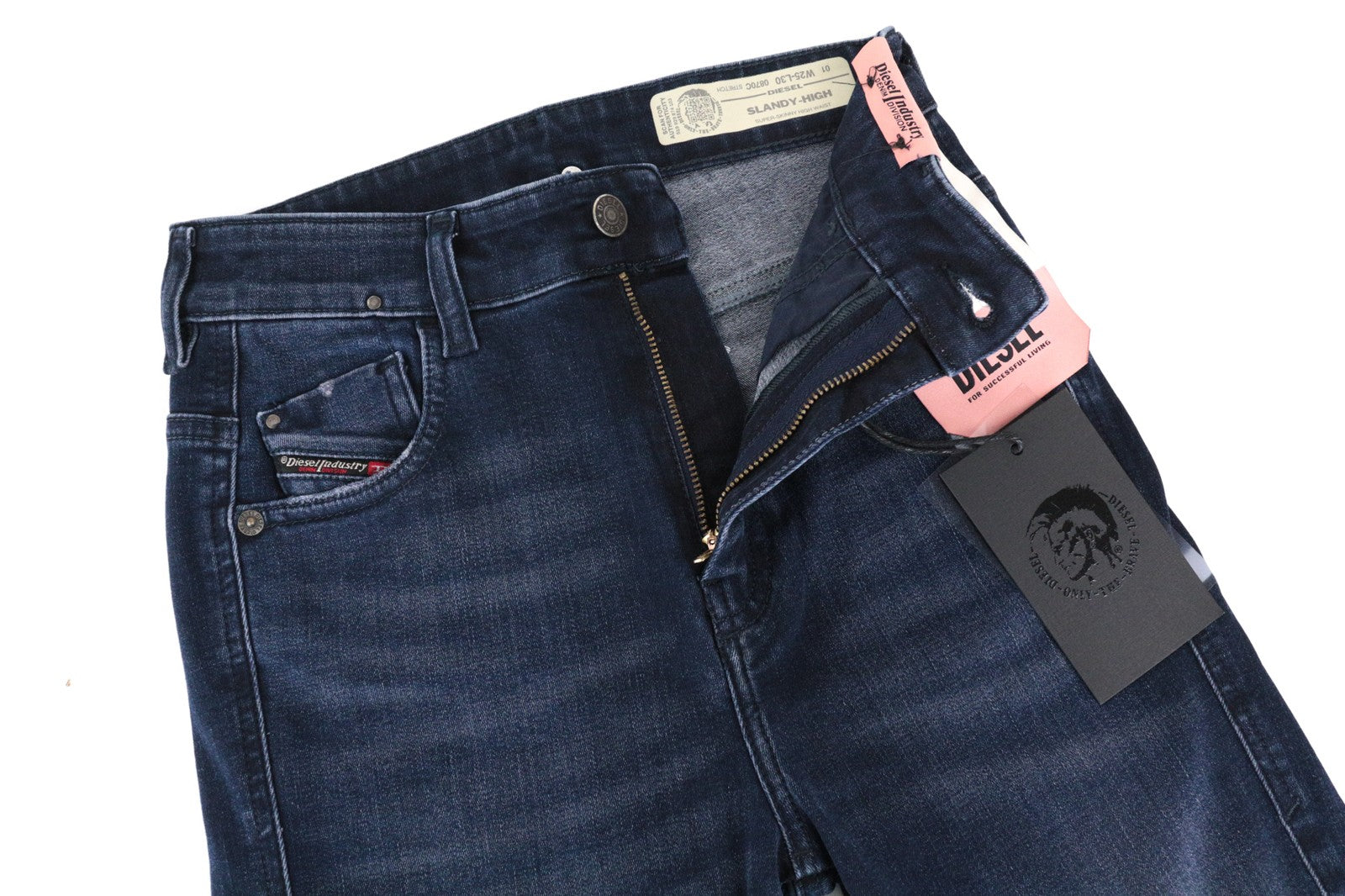 DIESEL Slandy-High 0870C Women's Jeans W25/L30 Denim Super Slim Skinny Distress