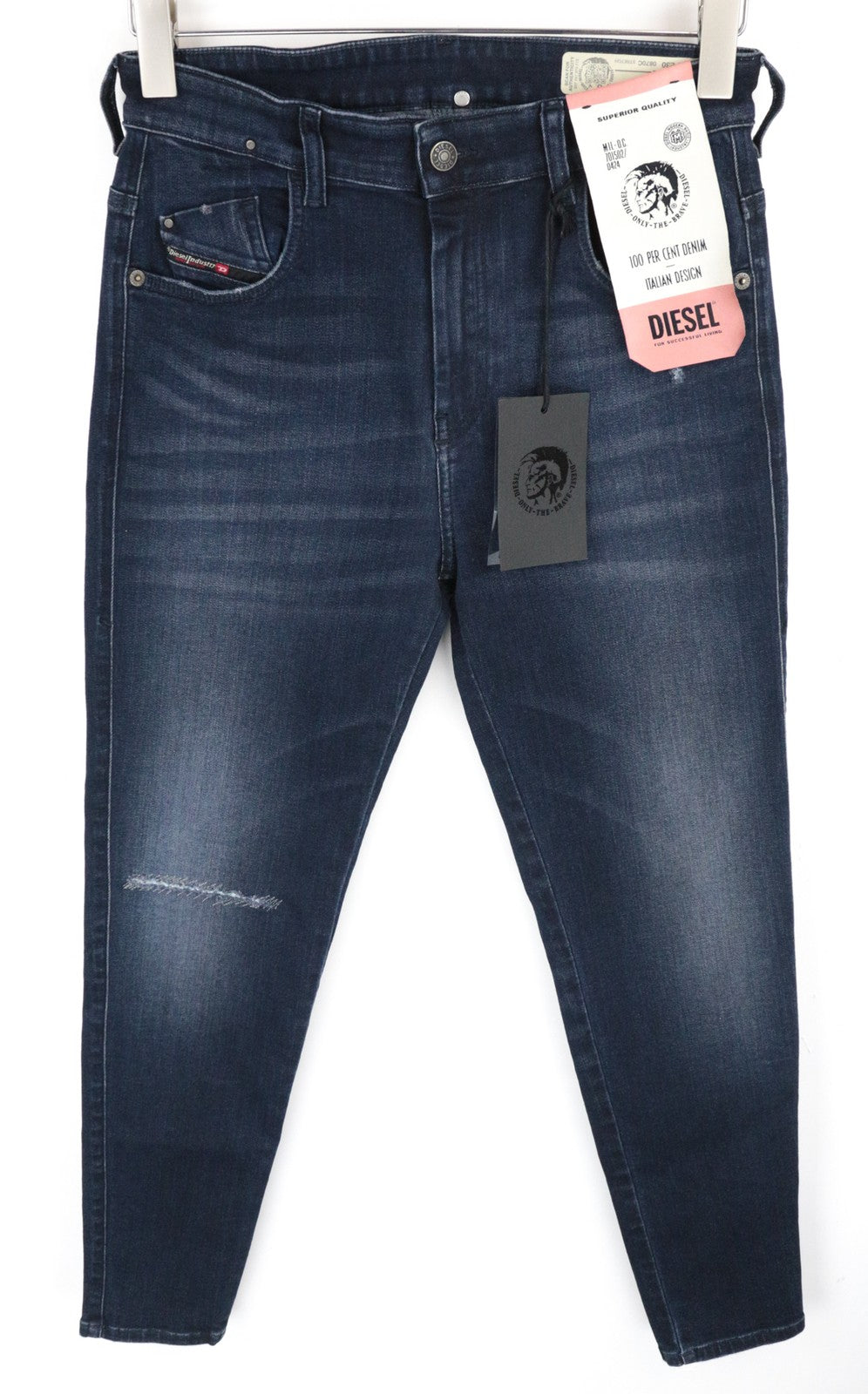 DIESEL Slandy-High 0870C Women's Jeans W29/L30 Blue Distress Washed Slim Skinny