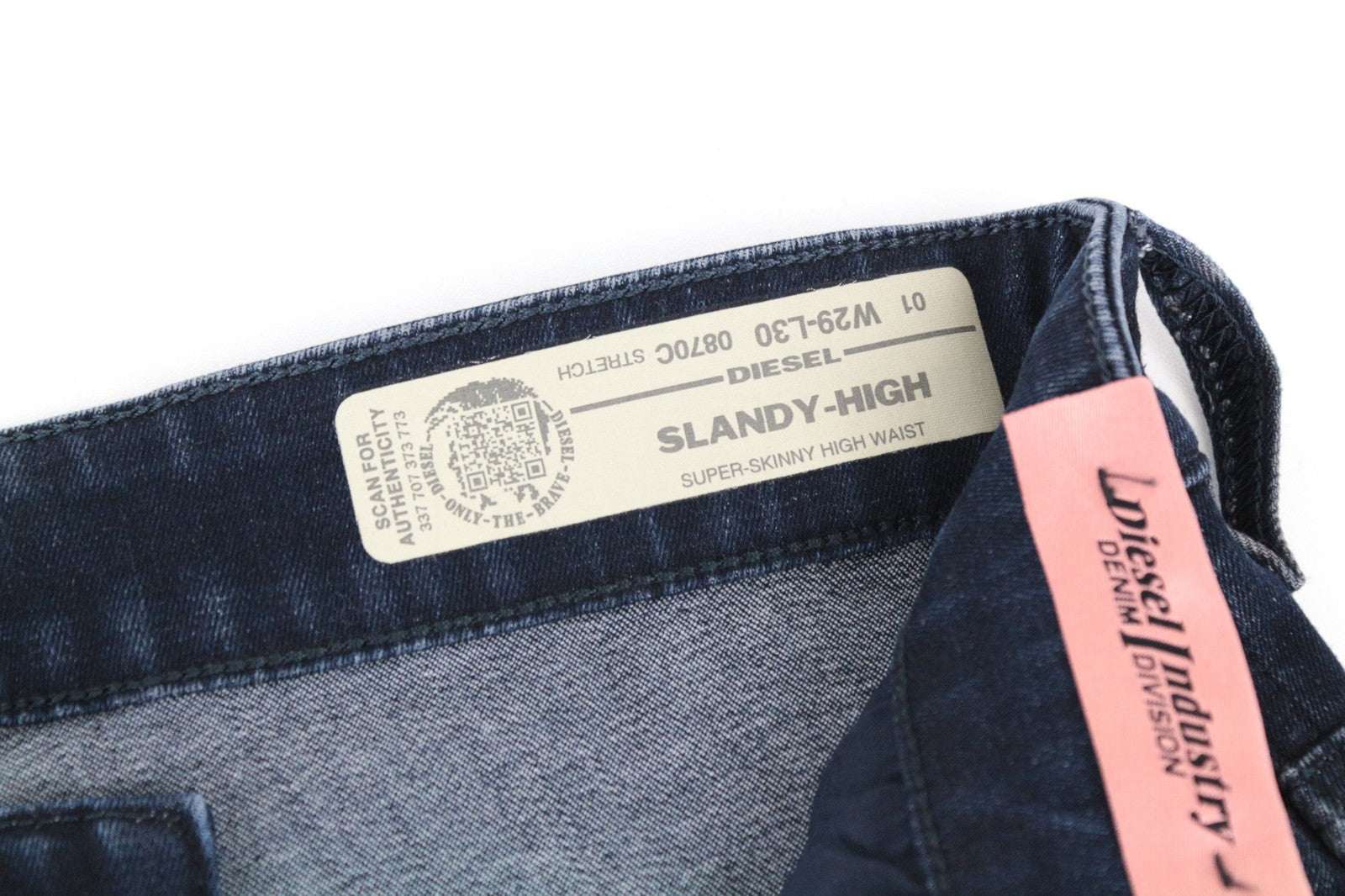 DIESEL Slandy-High 0870C Women's Jeans W29/L30 Blue Distress Washed Slim Skinny