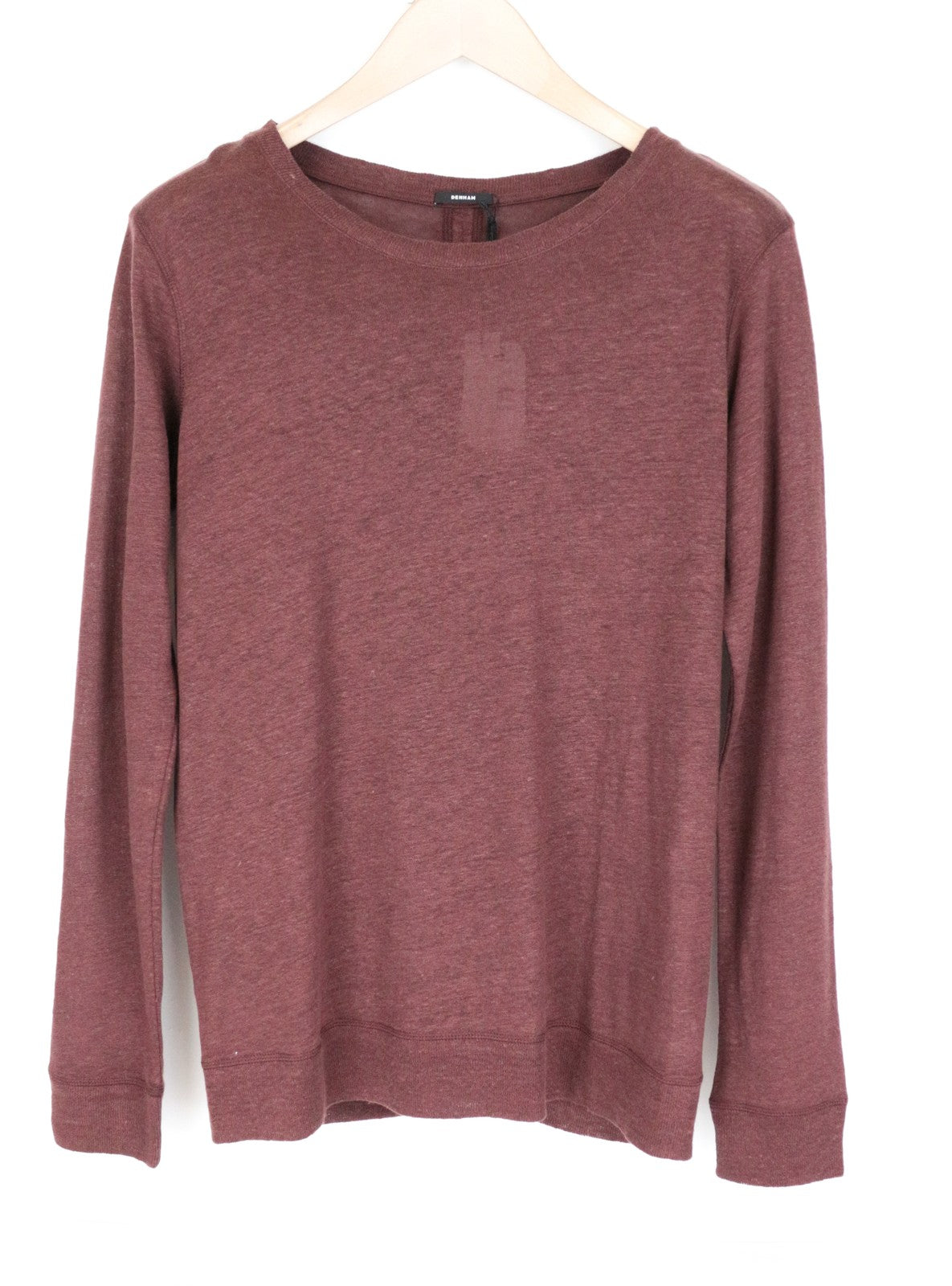 DENHAM Women's Top S Long Sleeve Melange Crew Neckline Pure  Burgundy Casual
