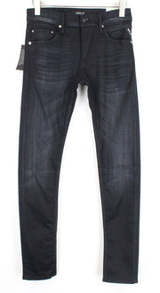 REPLAY Jondrill vyriški džinsai W29/L32 aptempti, dengti juodi, mėlyni, tamprūs džinsai 