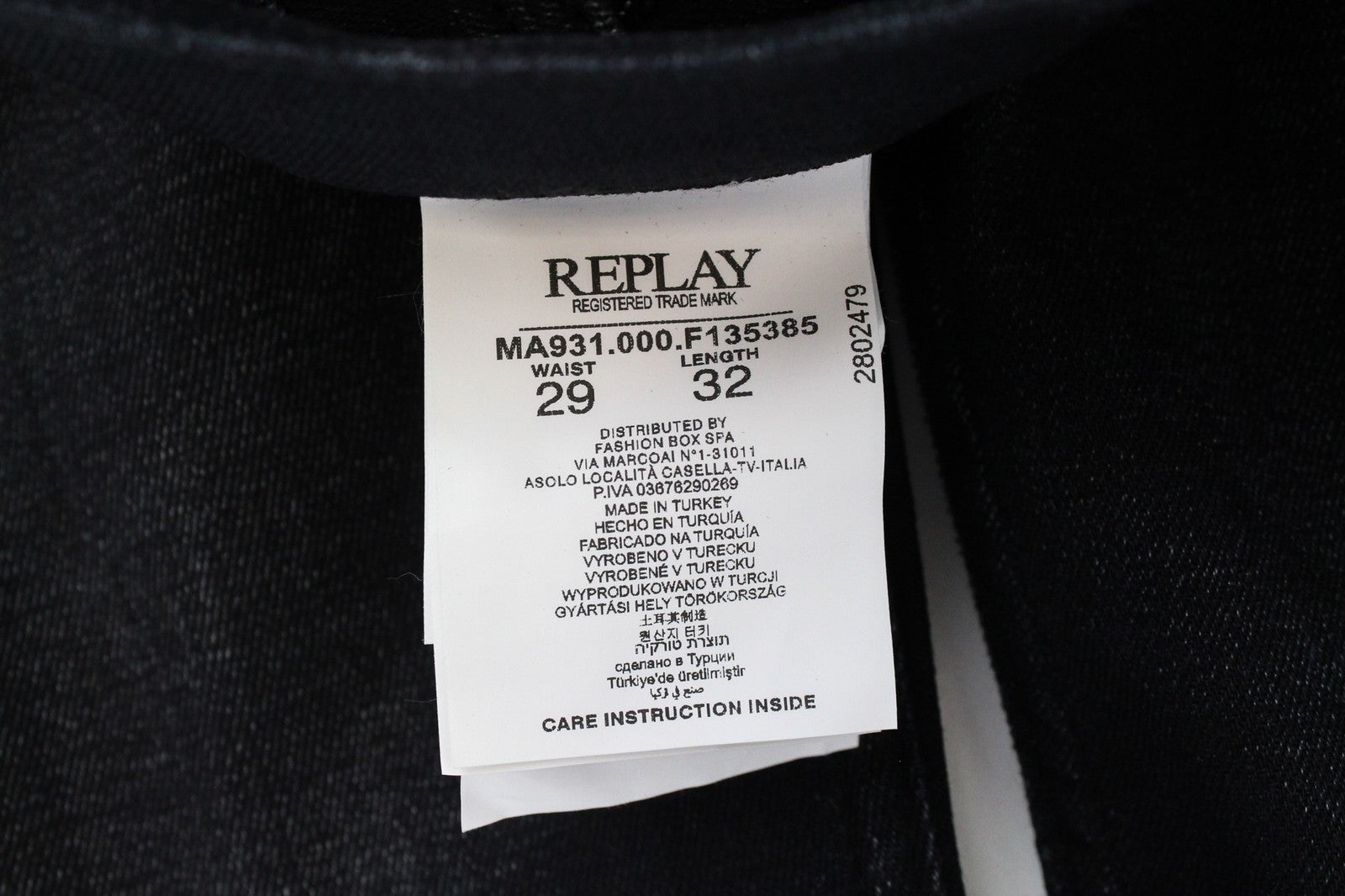 REPLAY Jondrill vyriški džinsai W29/L32 aptempti, dengti juodi, mėlyni, tamprūs džinsai 