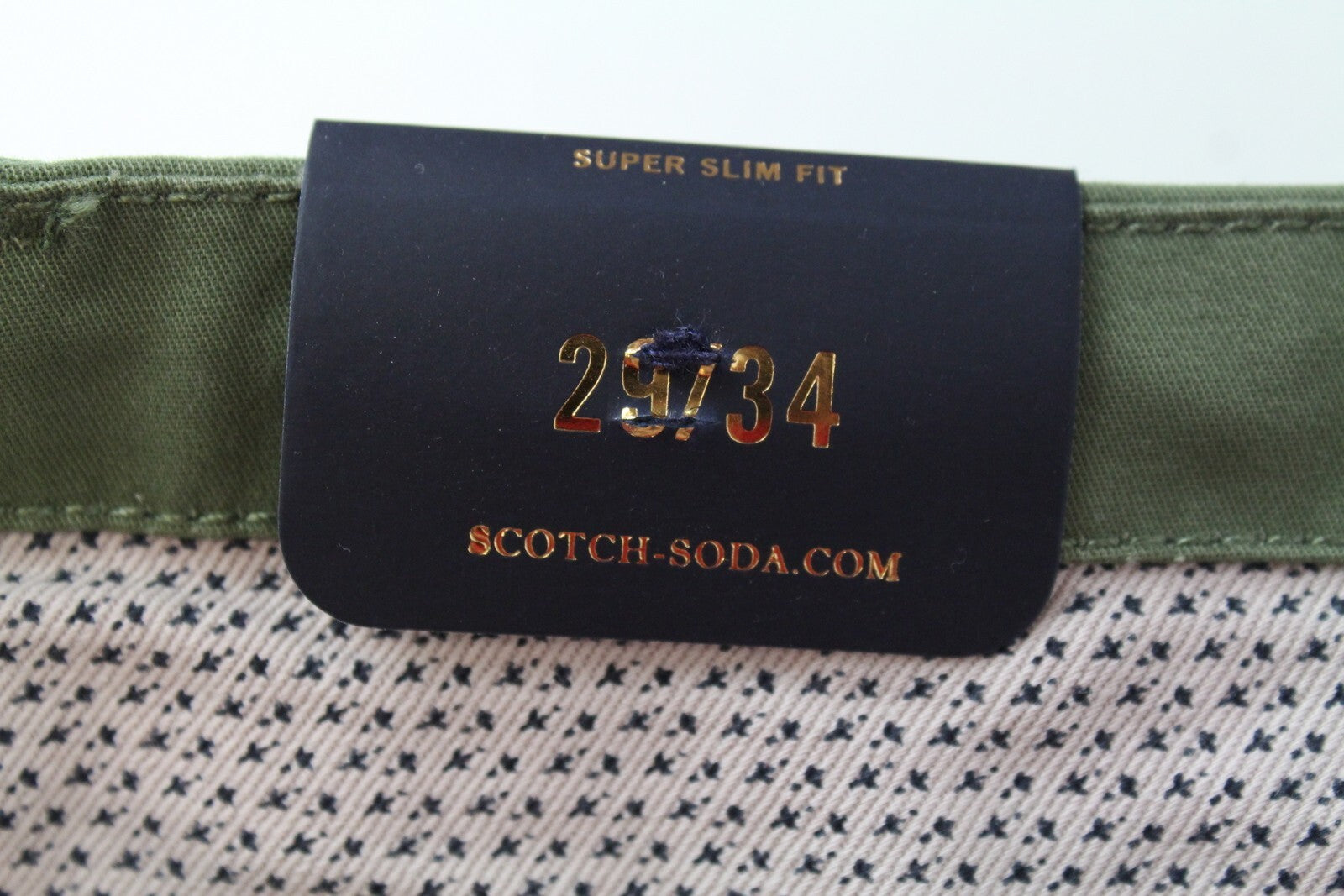 SCOTCH & SODA Mott Mens Trousers W29/L34 Green  Stretch Super Slim Chino