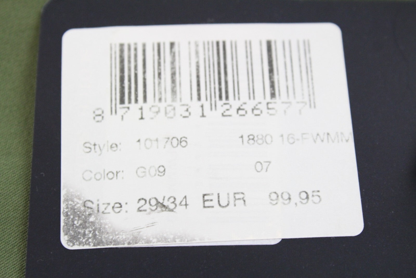 SCOTCH & SODA Mott Mens Trousers W29/L34 Green  Stretch Super Slim Chino