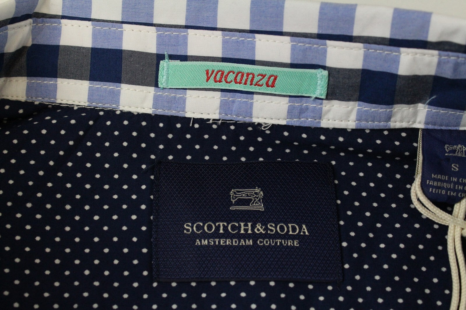 SCOTCH &amp; SODA Couture vyriški marškinėliai S mėlynais languotais trumpomis rankovėmis