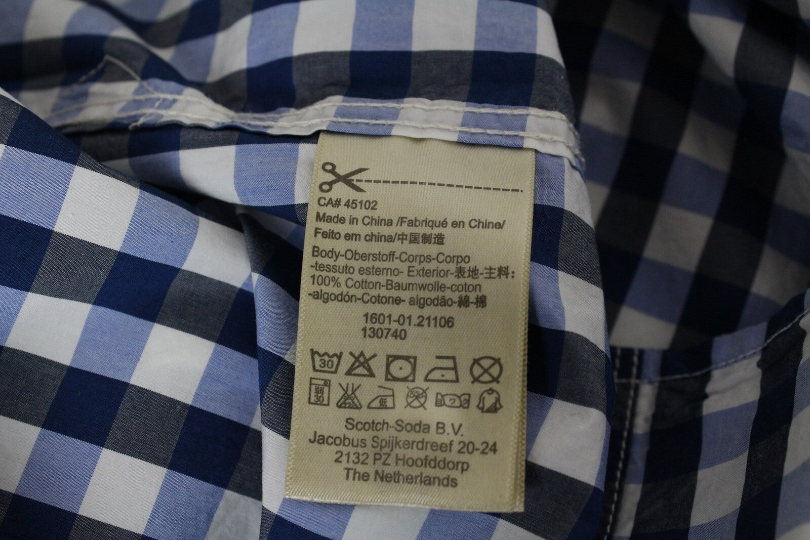 SCOTCH &amp; SODA Couture vyriški marškinėliai S mėlynais languotais trumpomis rankovėmis