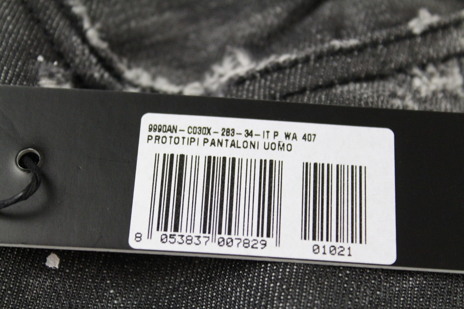 DIESEL Mharky 083AB vyriški džinsai W34 pilki, dirbtinai sendinti, ploni, su sagomis 