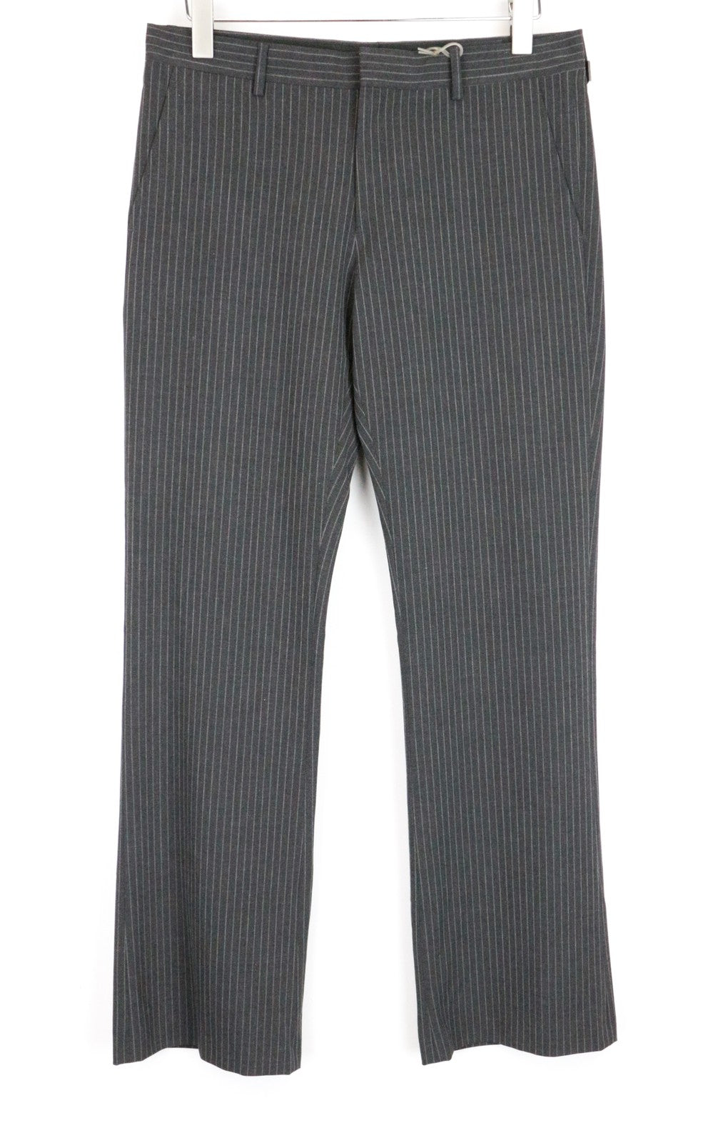 RICHMOND X Men's Trousers 48 Striped Grey Zip-Fly Chino Styled Classic Pocketed