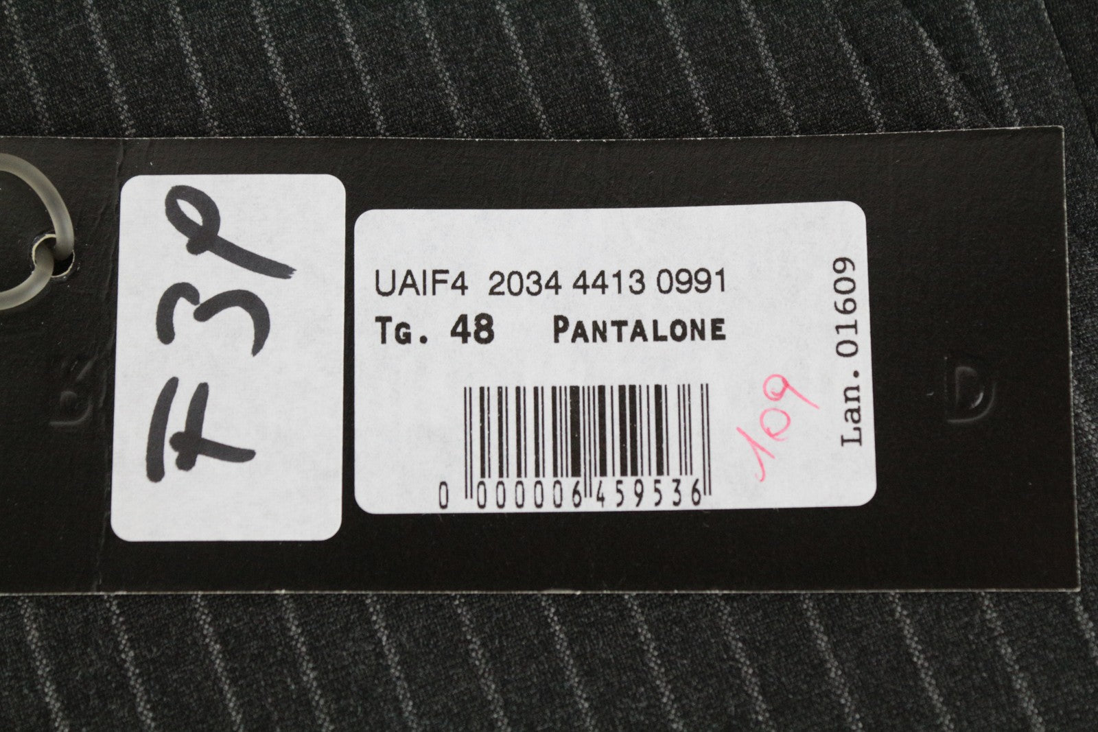 RICHMOND X Men's Trousers 48 Striped Grey Zip-Fly Chino Styled Classic Pocketed