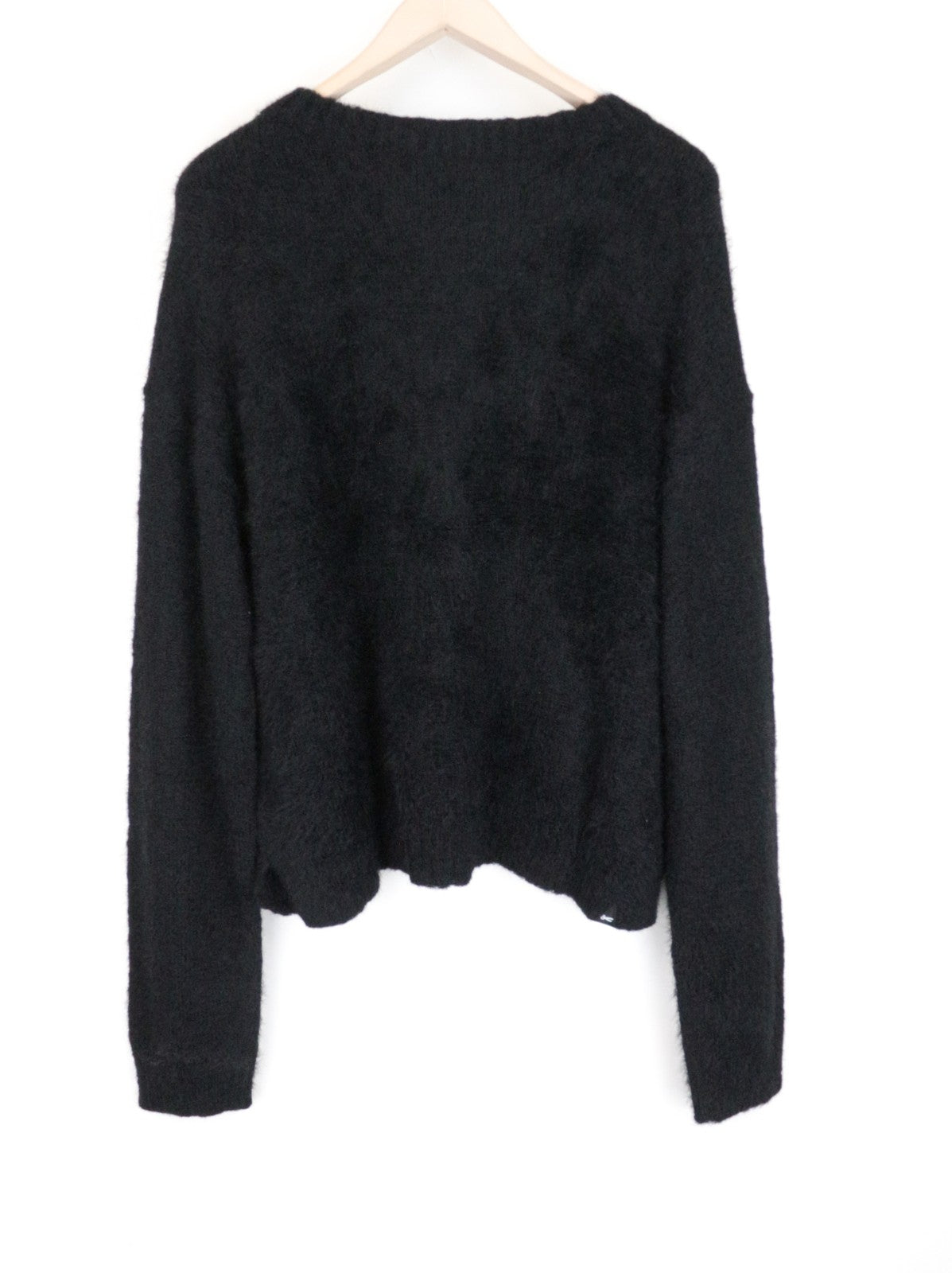 DENHAM Nikko moteriškas megztinis L dydžio vilnos mišinio megztinis minkštas, laisvas, juodas 