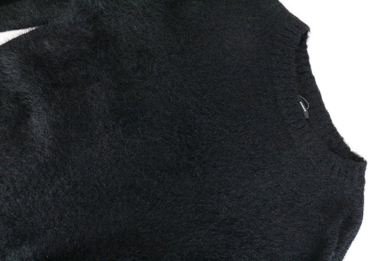 DENHAM Nikko moteriškas megztinis L dydžio vilnos mišinio megztinis minkštas, laisvas, juodas 