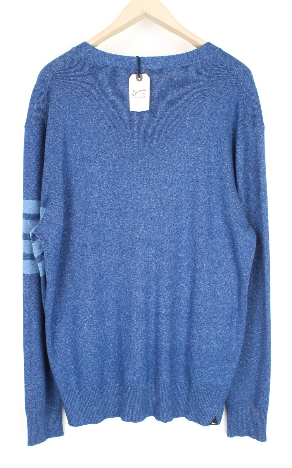 DENHAM Sheffield vyriškas džemperis, 2XL dydžio, tvirtai megztas, mėlynas, grynos medvilnės kardiganas 