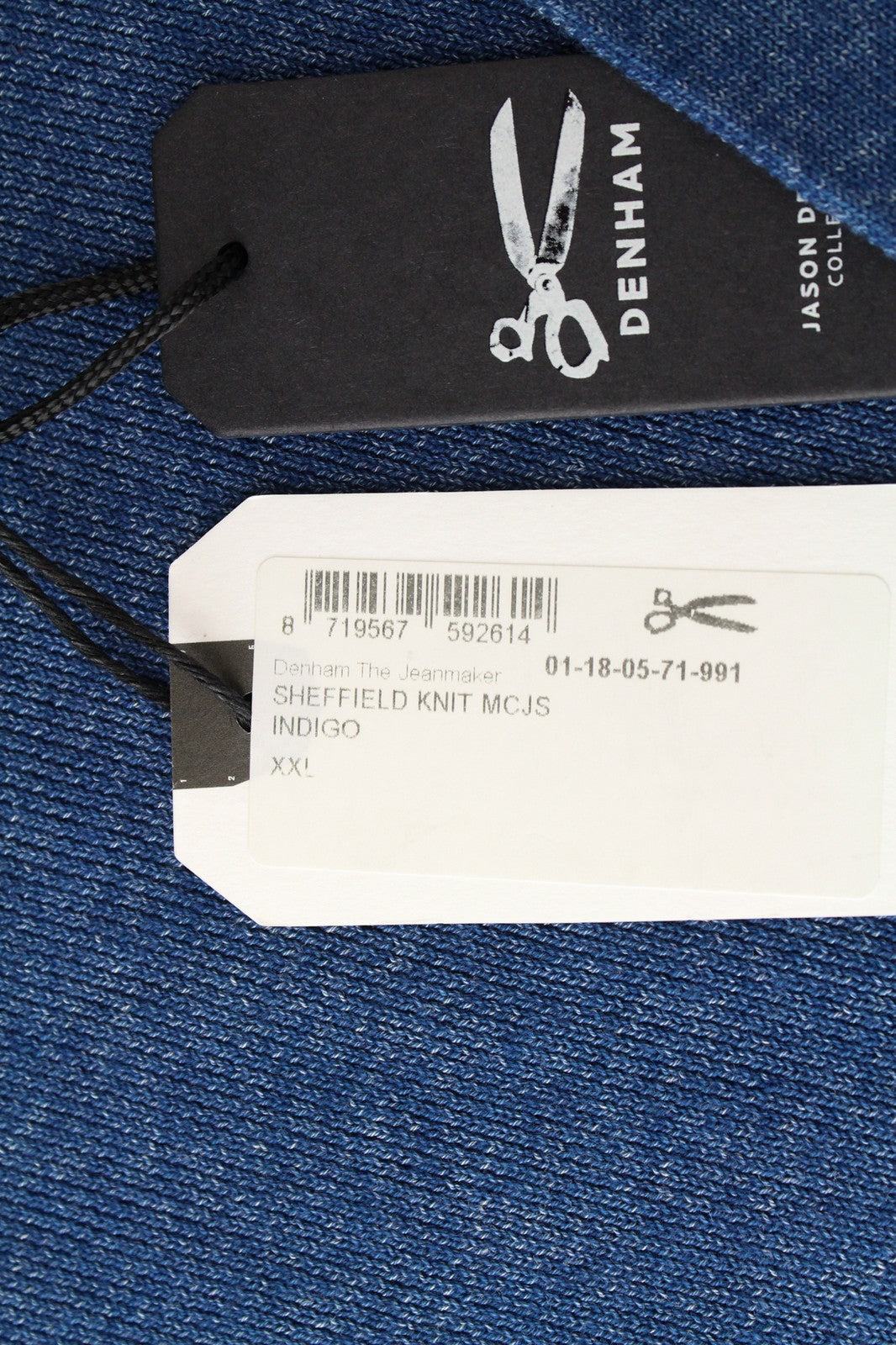 DENHAM Sheffield vyriškas džemperis, 2XL dydžio, tvirtai megztas, mėlynas, grynos medvilnės kardiganas 