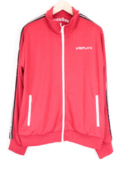 REPLAY Icons vyriškas džemperis su užtrauktuku, aukšta apykakle ir ryškiai raudonais laisvalaikio stiliaus megztiniais. 2XL dydis 