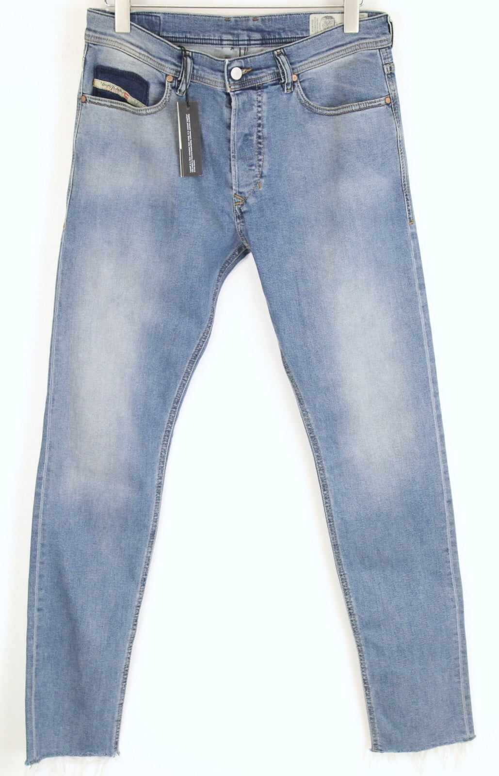 DIESEL Tepphar-R 084SV vyriški džinsai W31/L32 šviesiai mėlyni, ploni, su sagomis, morkų spalvos 