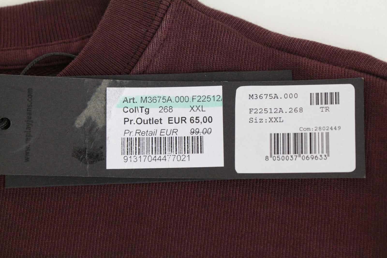 REPLAY vyriškas džemperis su grynos medvilnės logotipu ir bordo spalvos apvalia iškirpte, laisvalaikio stiliaus, 2XL dydžio. 