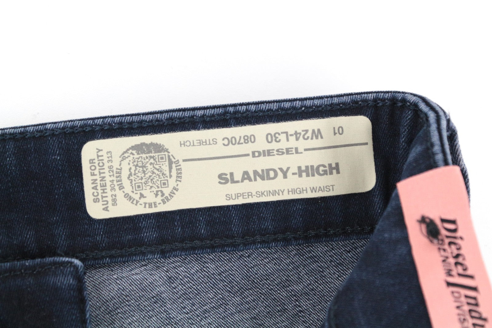 DIESEL Slandy-High 0870C Women's Jeans W24/L30 Super Slim Skinny Distressed