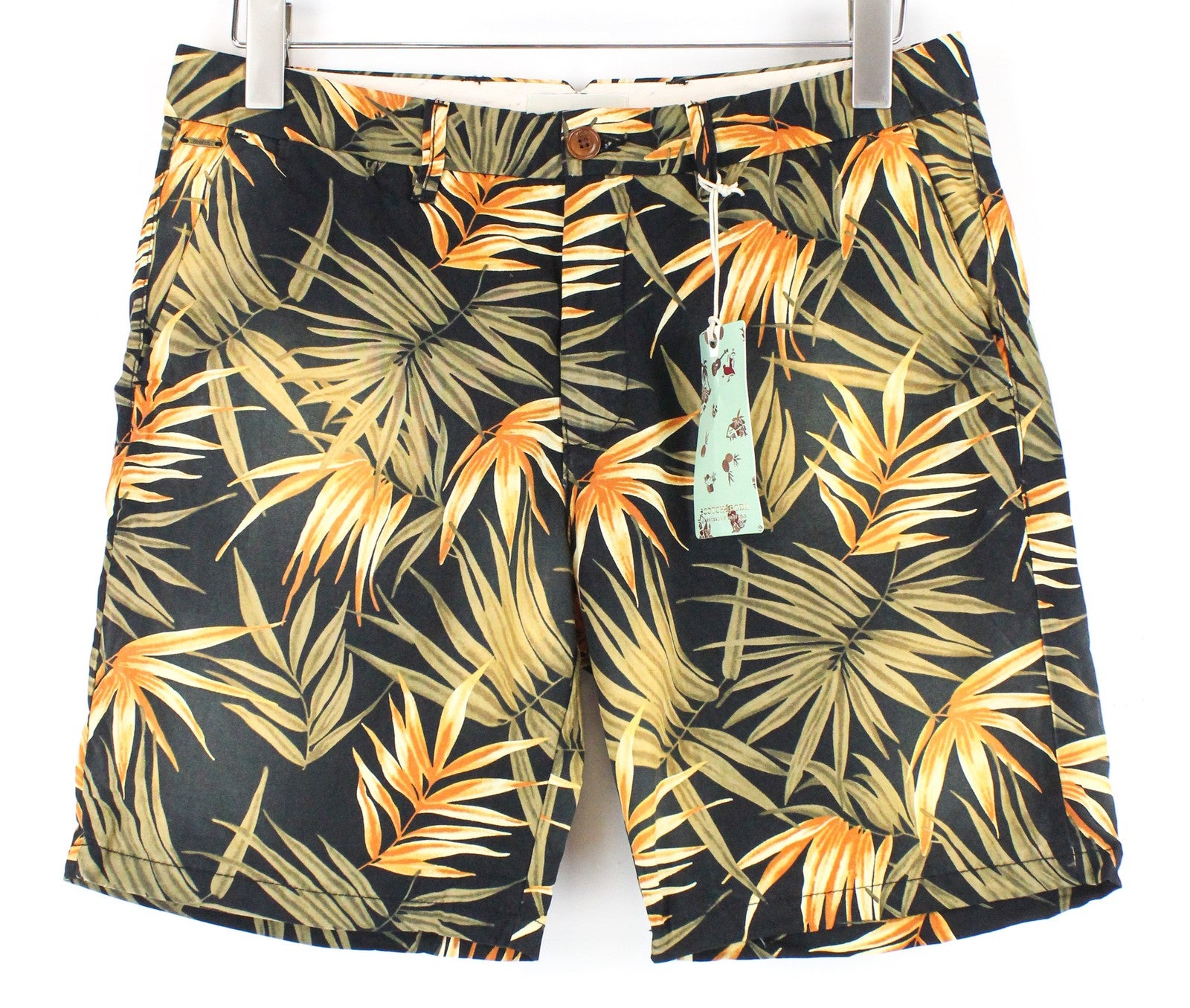 SCOTCH & SODA  Couture Mens W30 Black Shorts Patterned  Washed Look