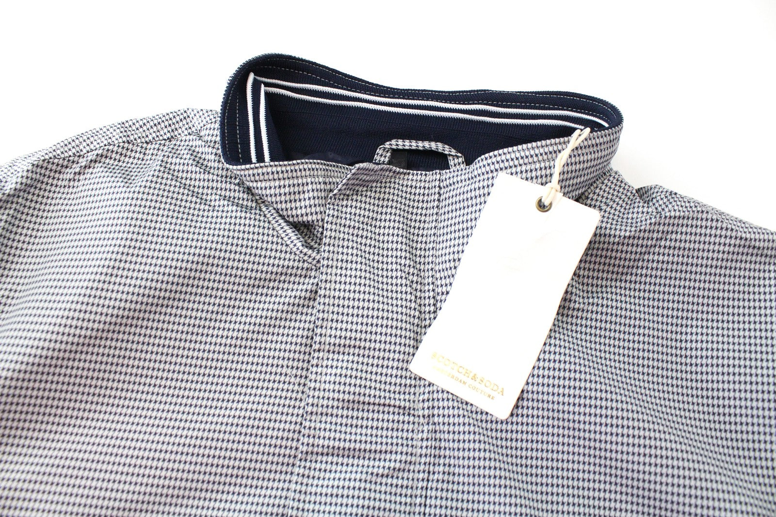 SCOTCH &amp; SODA Couture švarkas M vyriškas pilkas paltas su pamušalu ir raštuotu raštu 