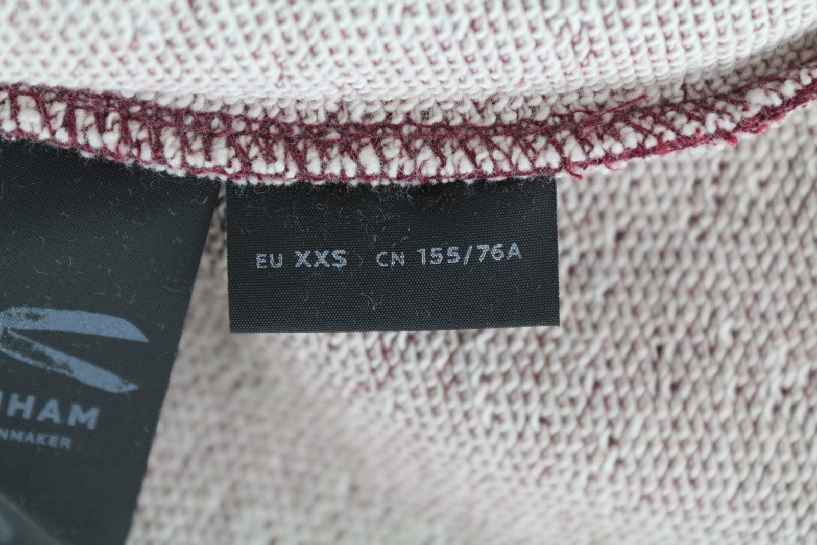 DENHAM Hummingbird moteriškas džemperis ilgomis rankovėmis, siuvinėtas bordo spalvos, 2XS dydžio 