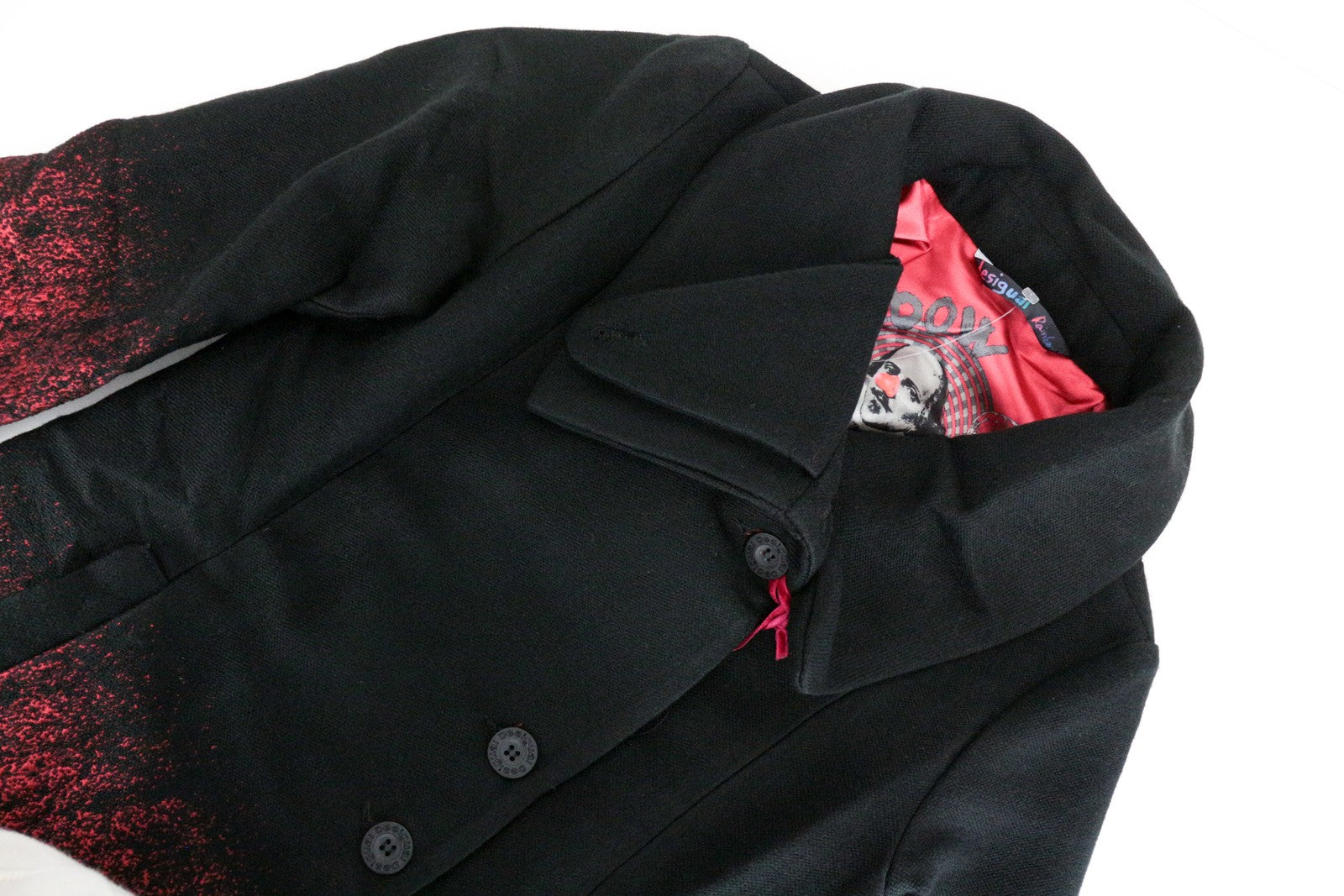 DESIGUAL Chaq Suenos Liquidos moteriškas paltas ~36 vidutinio ilgio ombre stiliaus su apykakle 