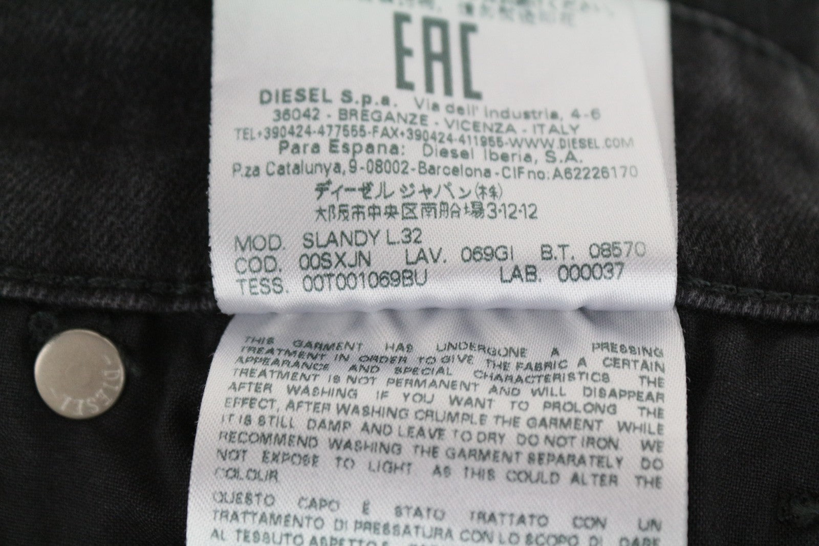 DIESEL Slandy 069GI Women's Jeans W30/L32 Grey Slim Skinny Distressed Aged Look