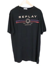 REPLAY Women's T-Shirt L Logo Printed Crew Neckline Pure Cotton Jersey Casual