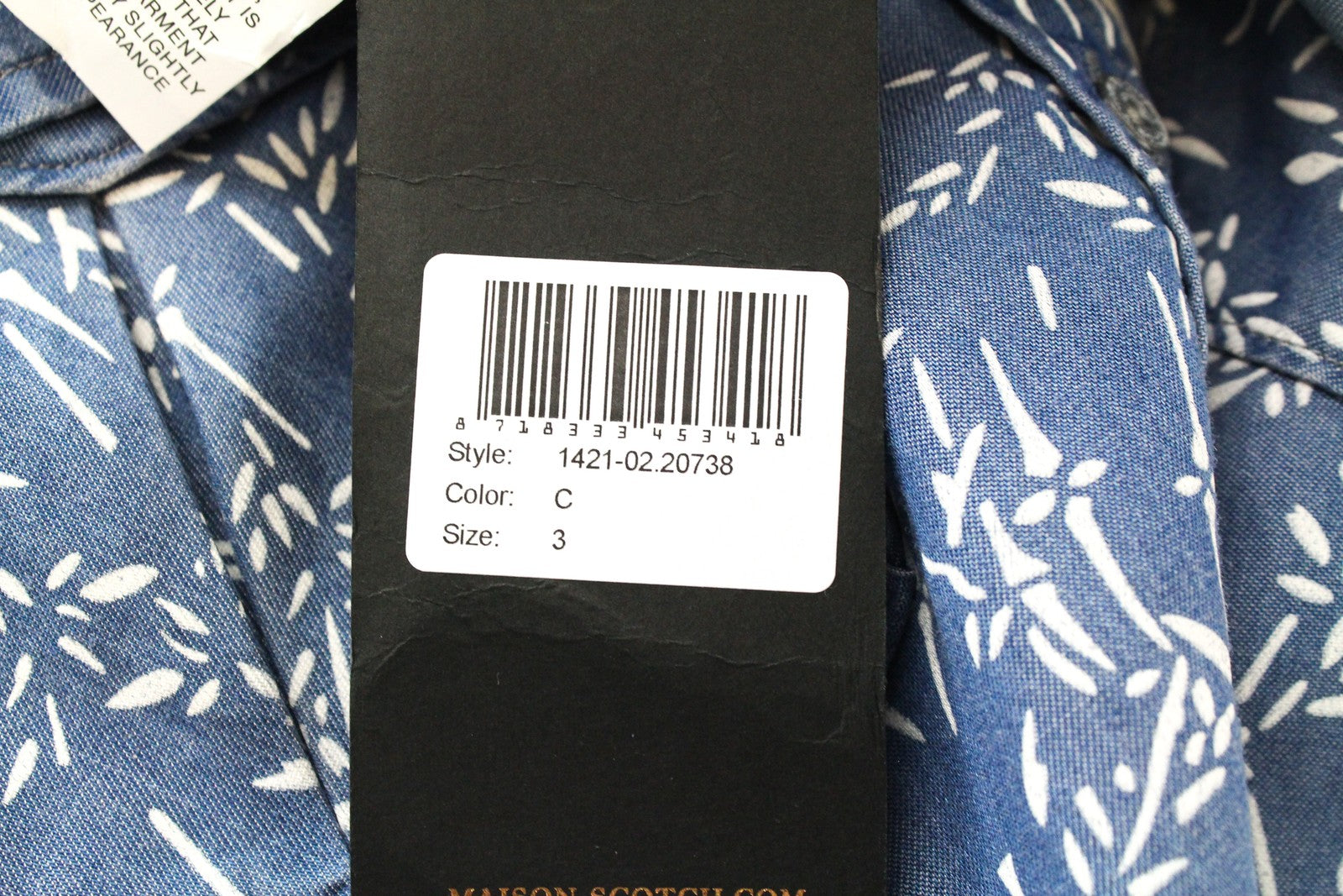 MAISON SCOTCH moteriški marškinėliai L dydžio, mėlyni, ilgomis rankovėmis, raštuoti 