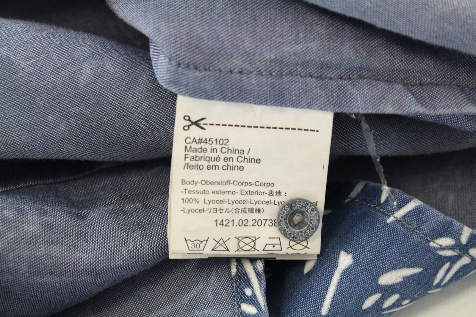 MAISON SCOTCH moteriški marškinėliai L dydžio, mėlyni, ilgomis rankovėmis, raštuoti 