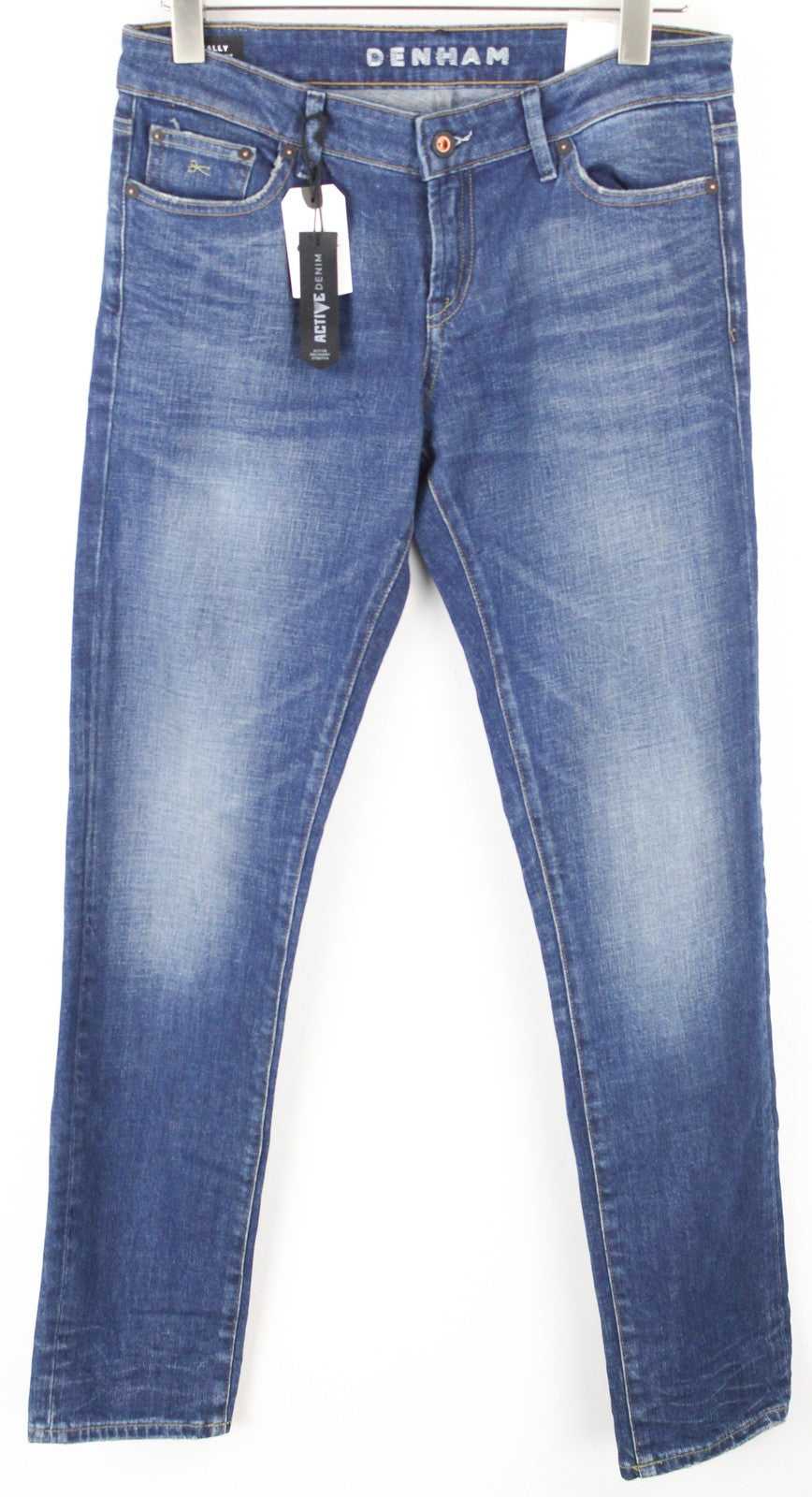 DENHAM Sally W28/L32 tiesūs džinsai mėlyni, tamprūs, skalbti moteriški