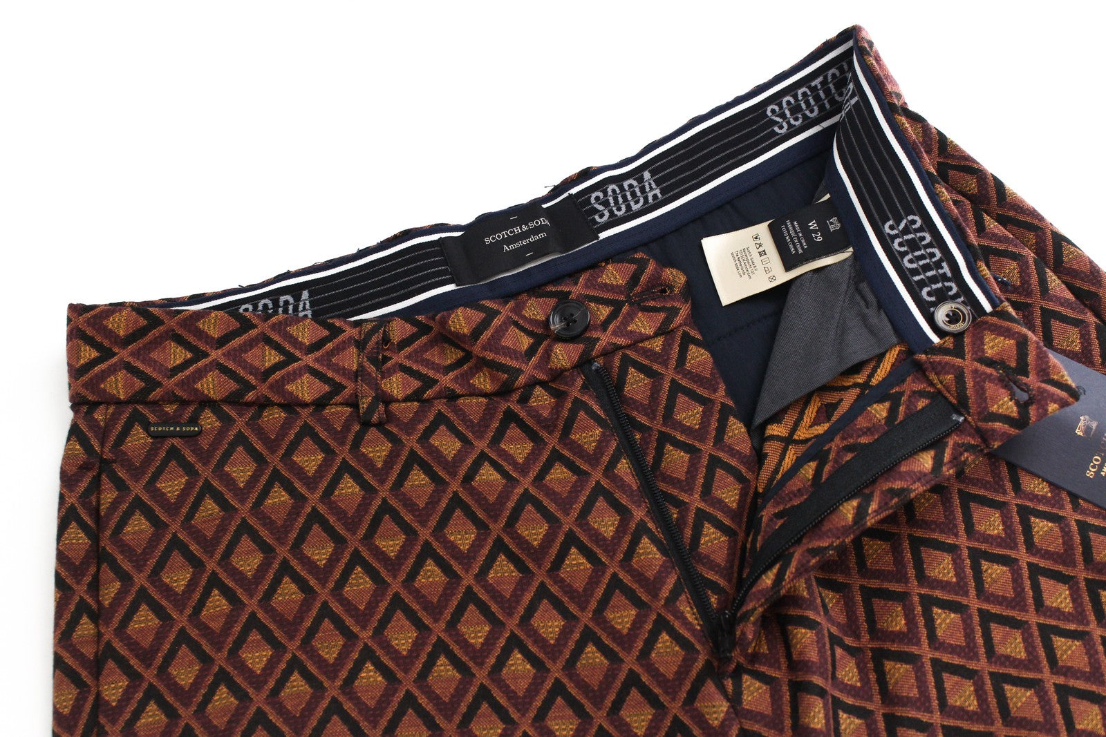 SCOTCH & SODA  Couture Shorts W28 Brown  Pattern Stretch Summer Style