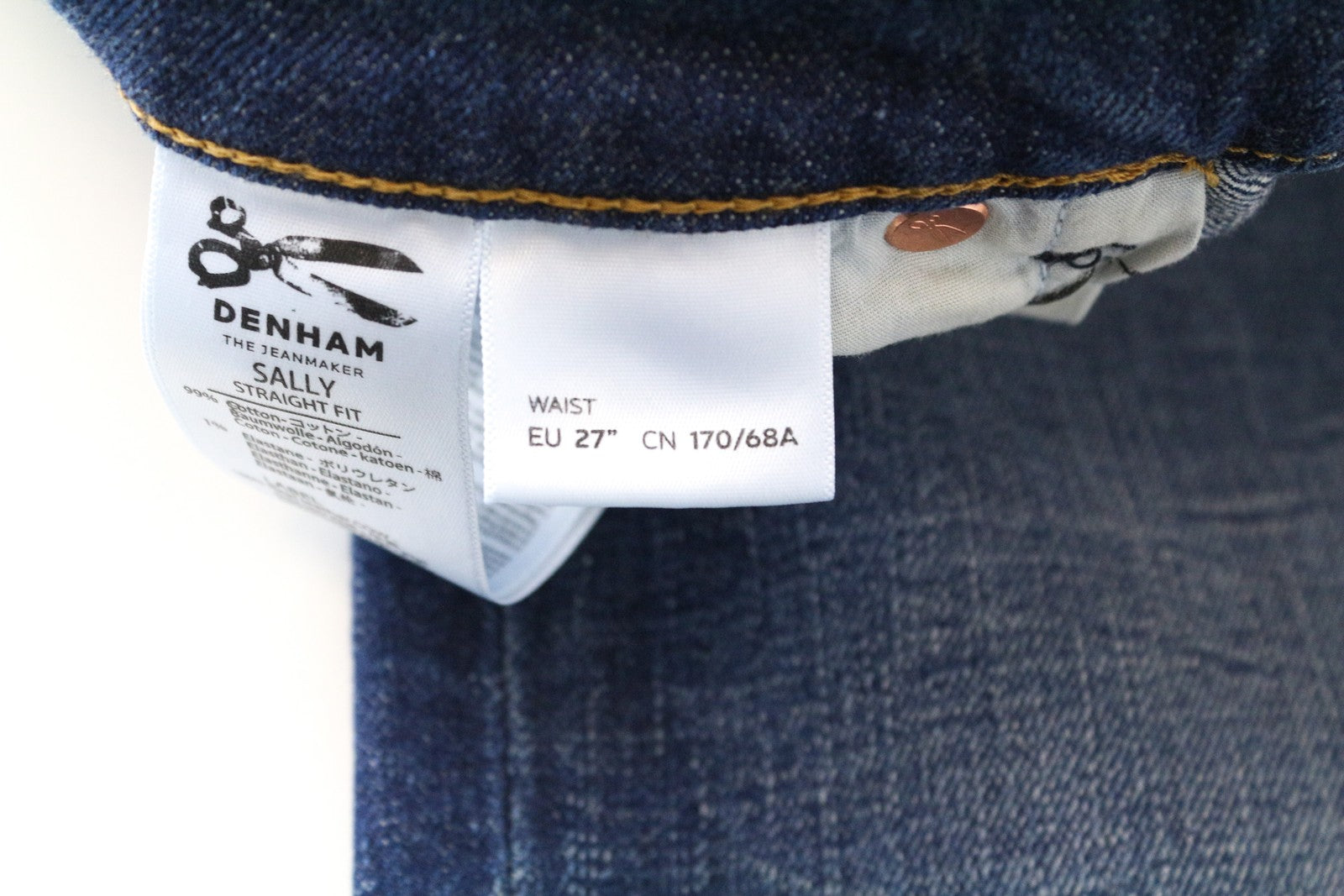 DENHAM Sally W27/L32  Stretch Jeans Washed Blue Straight  Womens