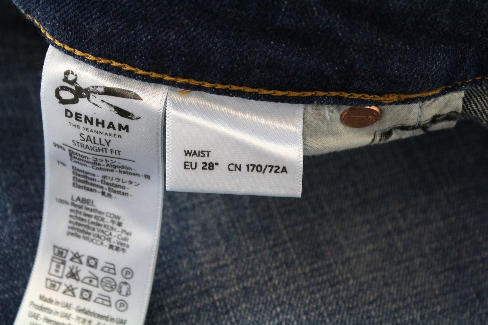 DENHAM Sally W28/L34 Straight  Jeans Blue 5-Pocket  Stretch Womens