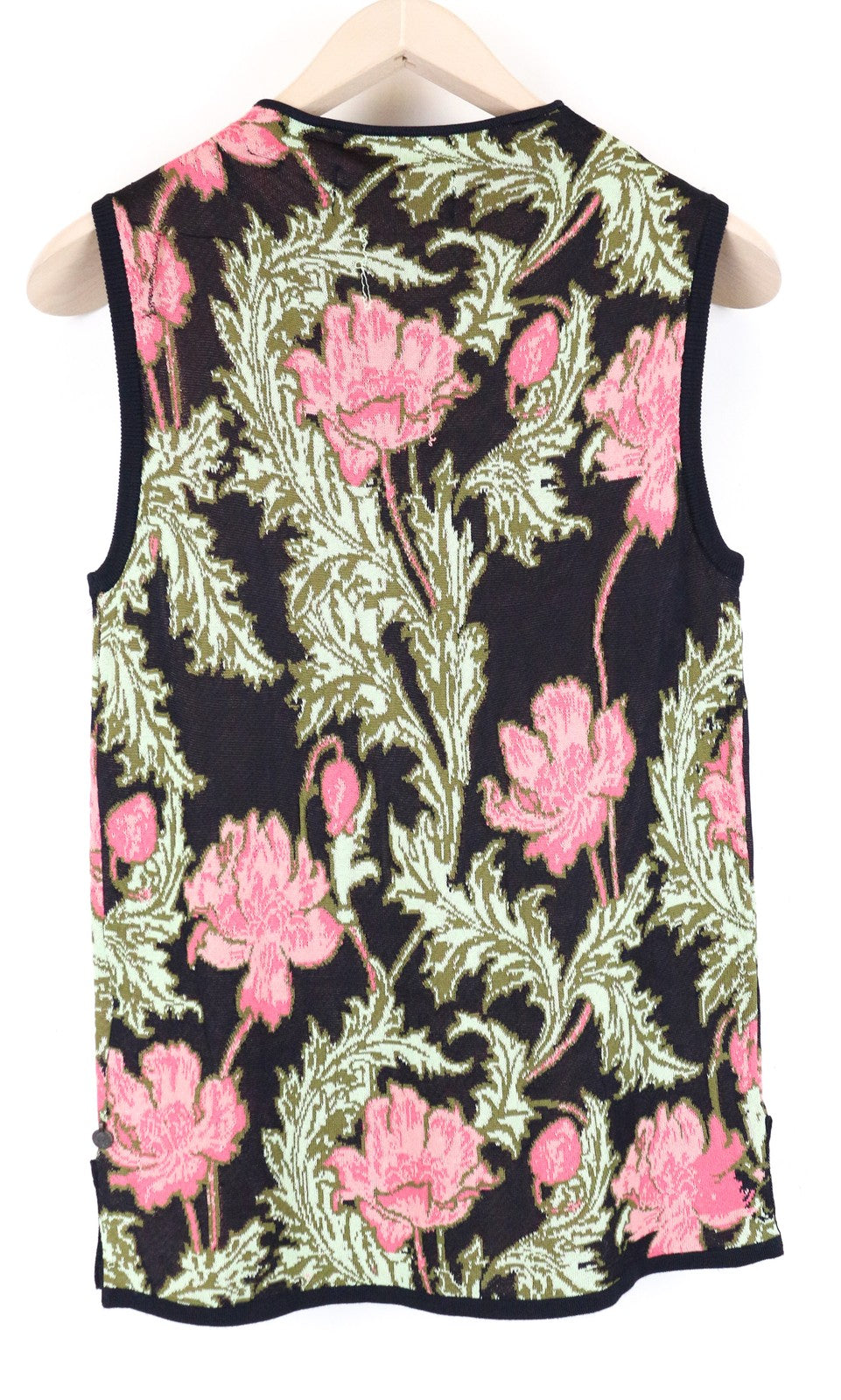 MAISON SCOTCH Knitted Pullover T-Shirt M Navy Flower Print Sleeveless