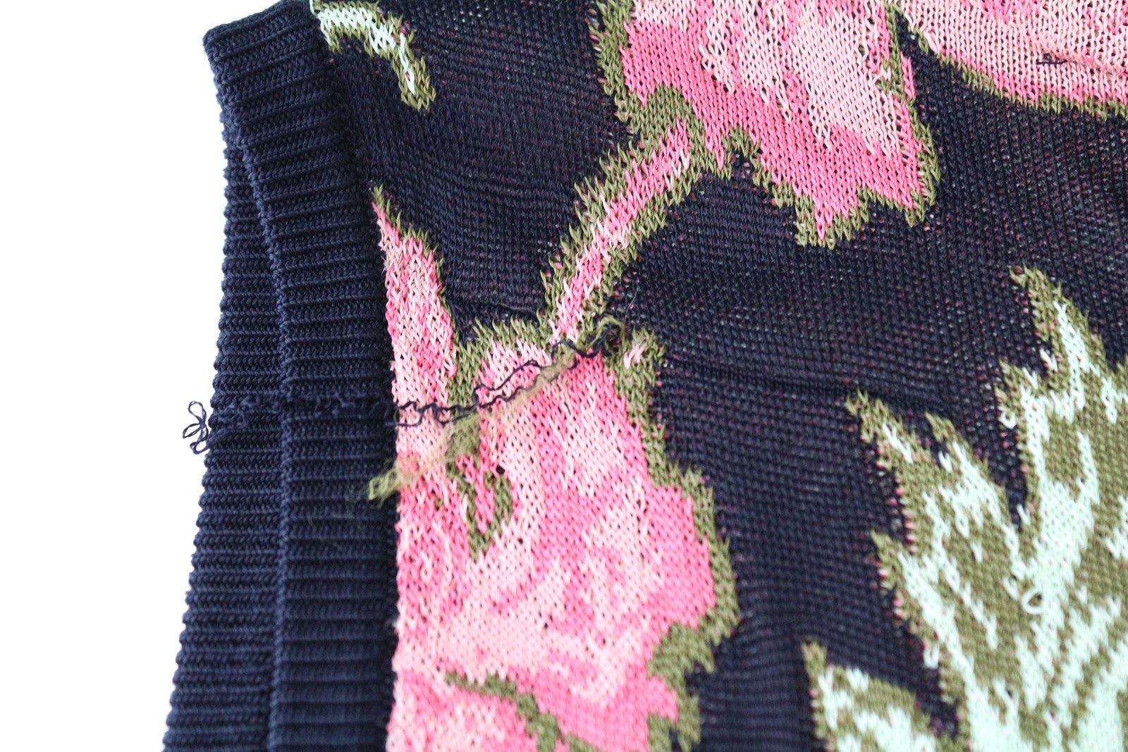 MAISON SCOTCH Knitted Pullover T-Shirt M Navy Flower Print Sleeveless