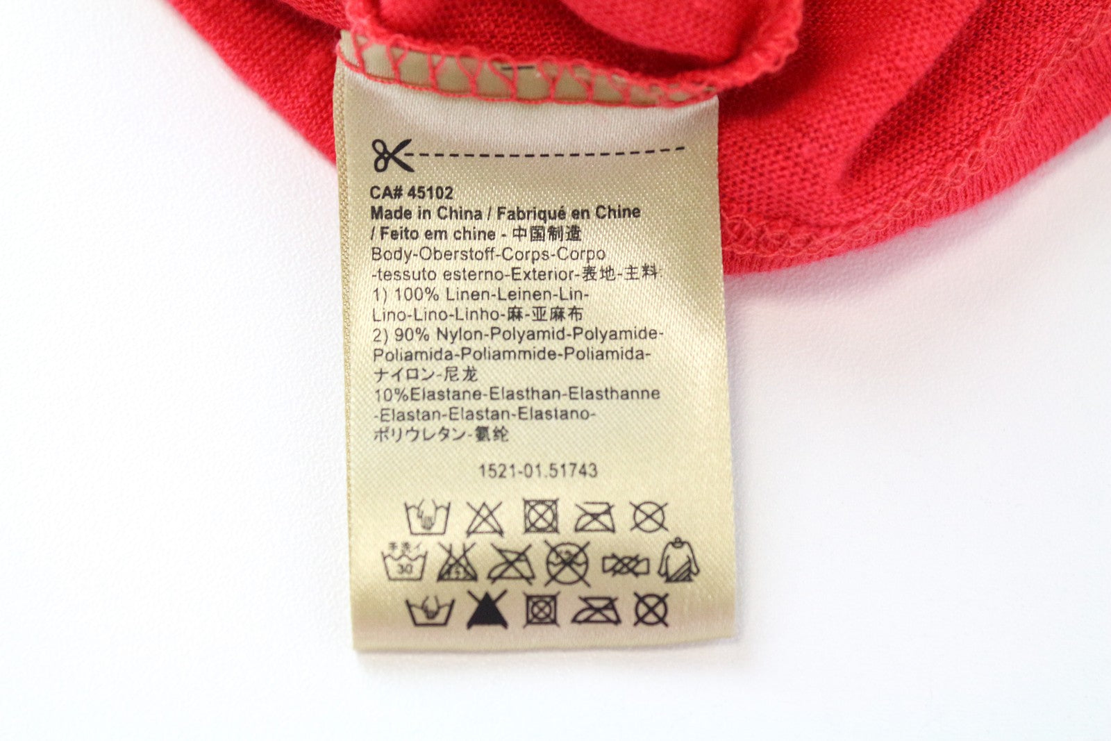 MAISON SCOTCH Lace Pullover Tee M Bright Red  Linen Short Sleeve