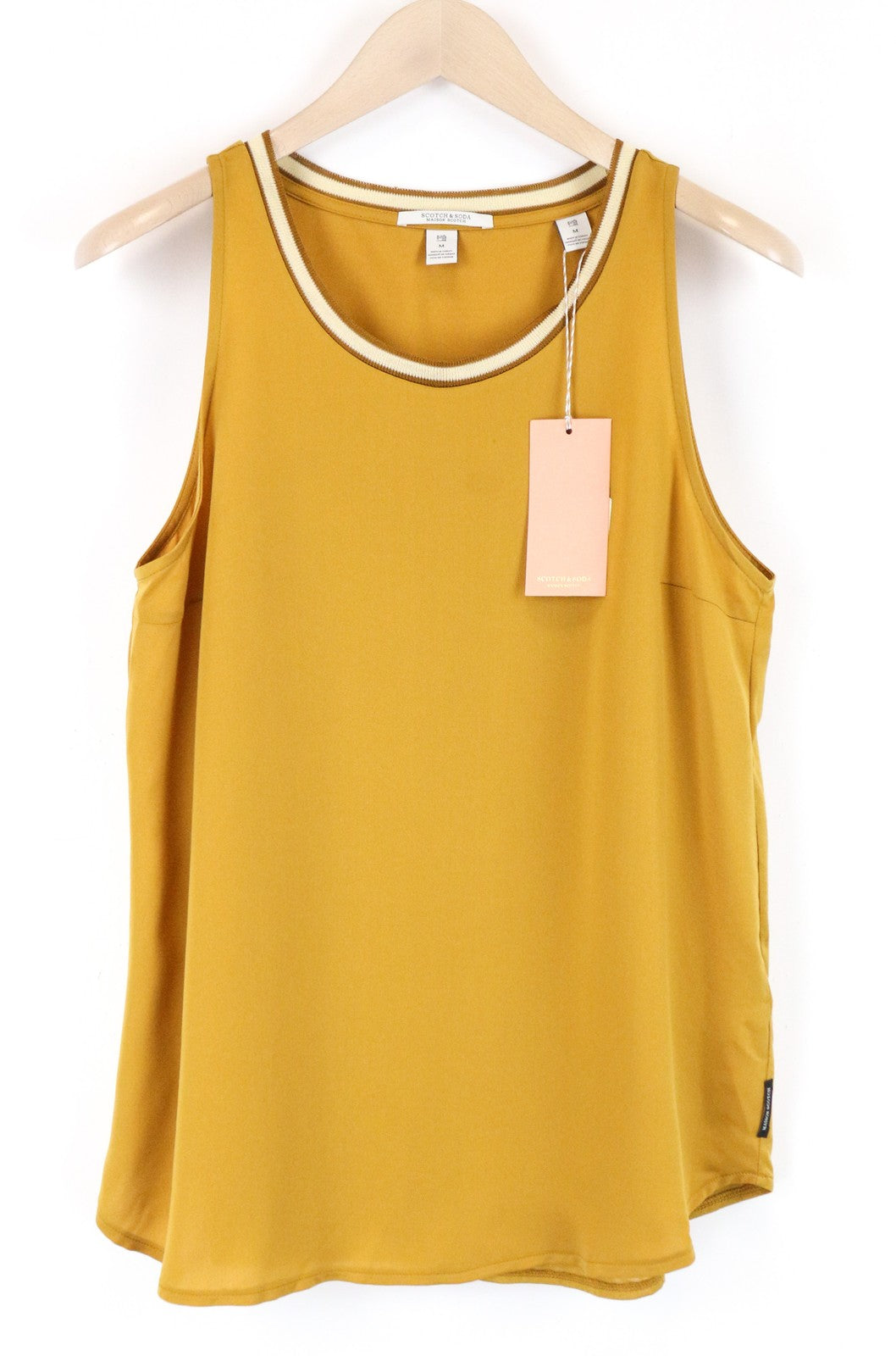 MAISON SCOTCH Pullover Tee M Mustard Yellow Sleeveless Round Neck
