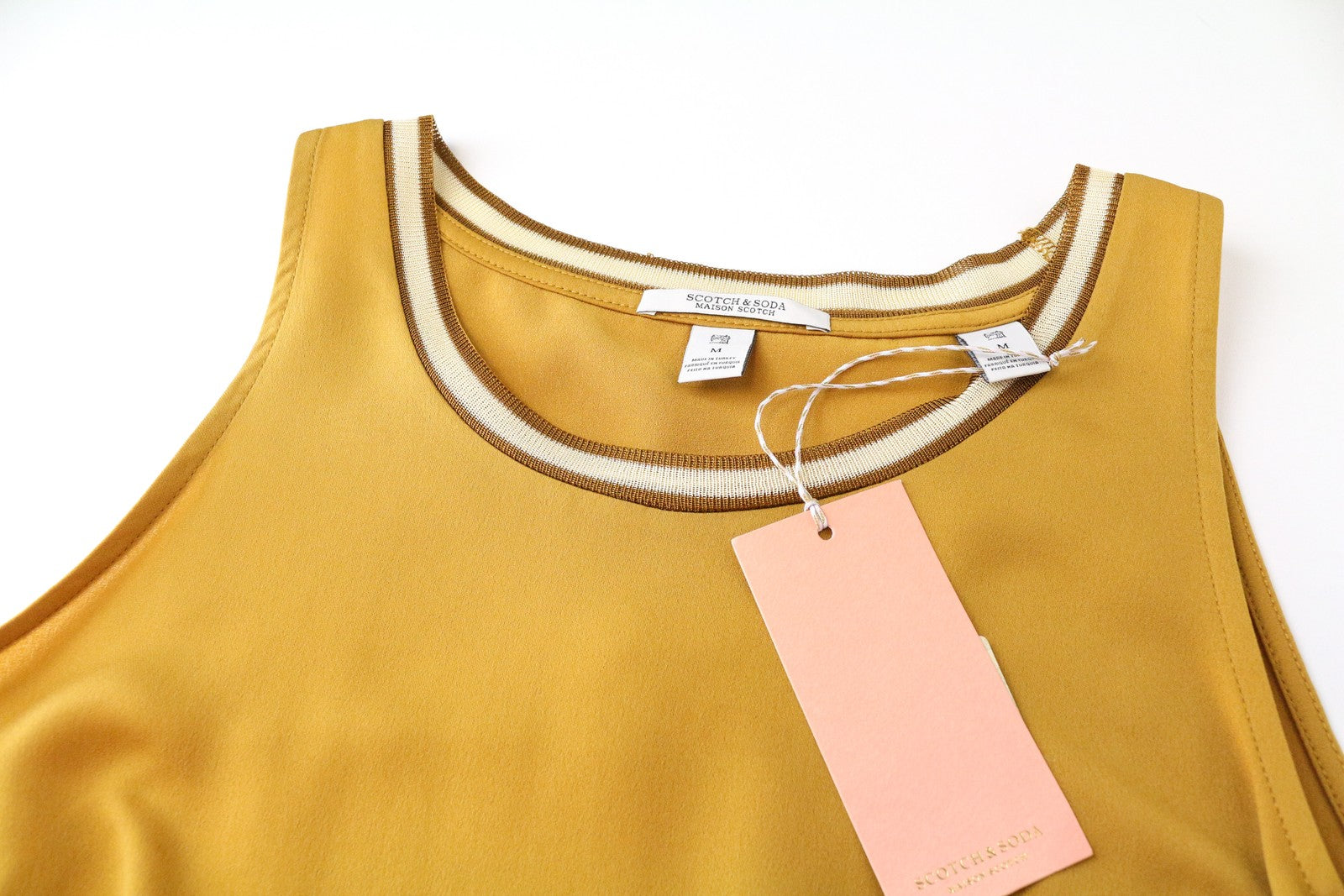 MAISON SCOTCH Pullover Tee M Mustard Yellow Sleeveless Round Neck