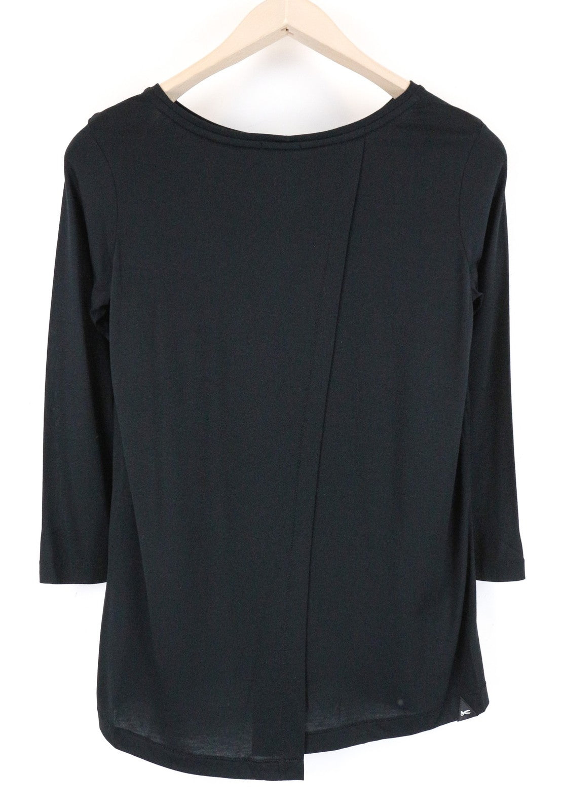 DENHAM Womens Black Tee XS Pullover 3/4 Sleeve Round Neck Stretch