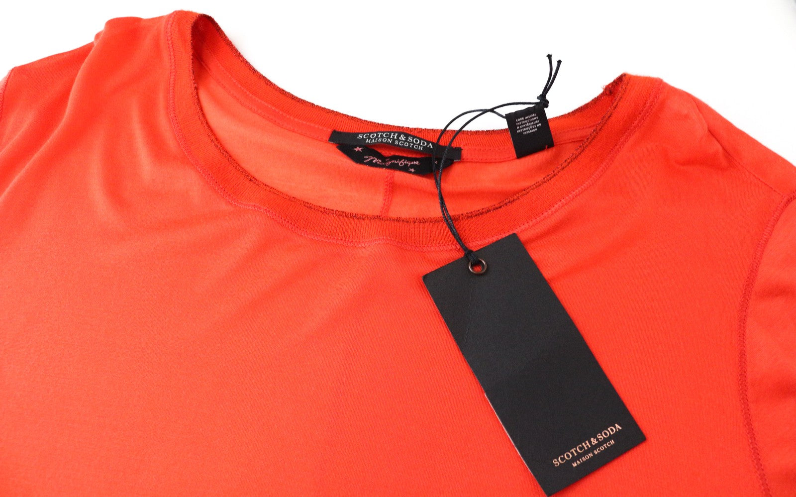 MAISON SCOTCH See-Through Tee XL Red Long Sleeve Round Neck Pullover