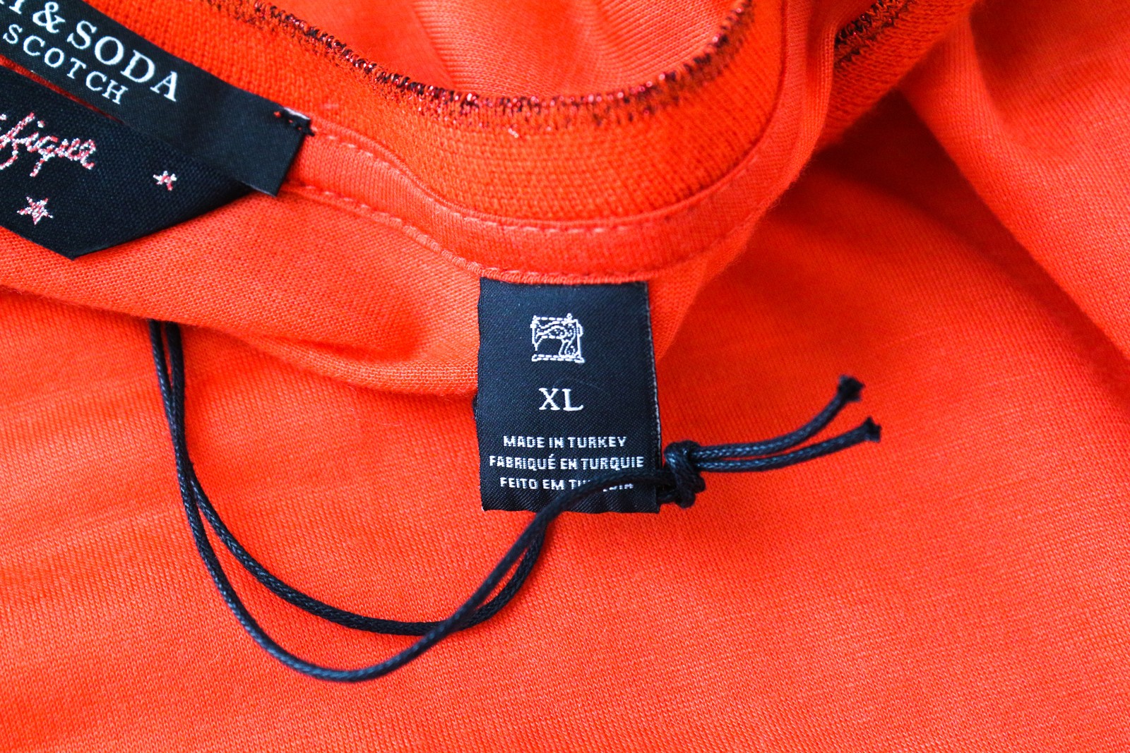 MAISON SCOTCH See-Through Tee XL Red Long Sleeve Round Neck Pullover