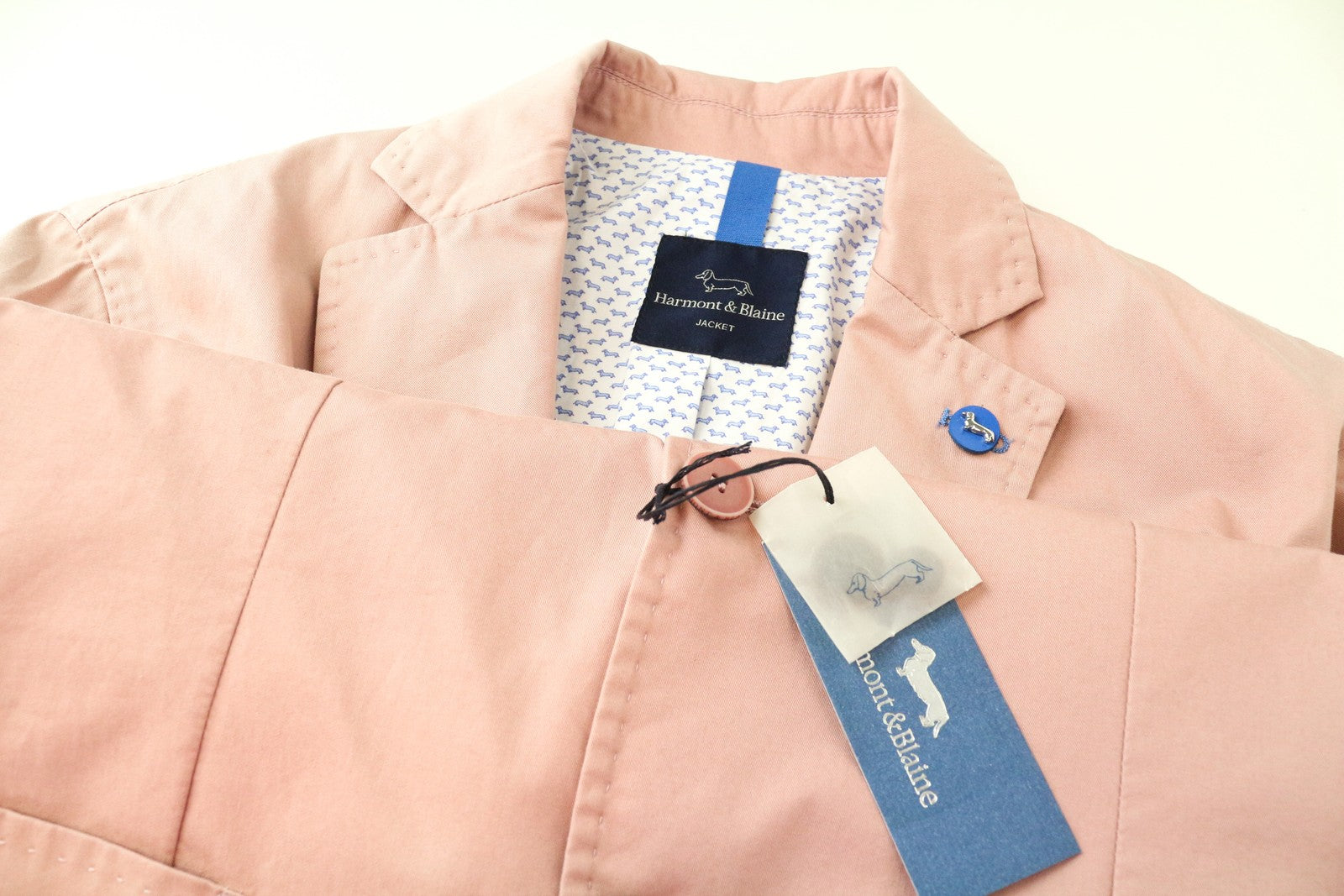 HARMONT &amp; BLAINE vyriškas švarkas 50 rožinis, ventiliuojamas, be pamušalo, vienos krūtinės 