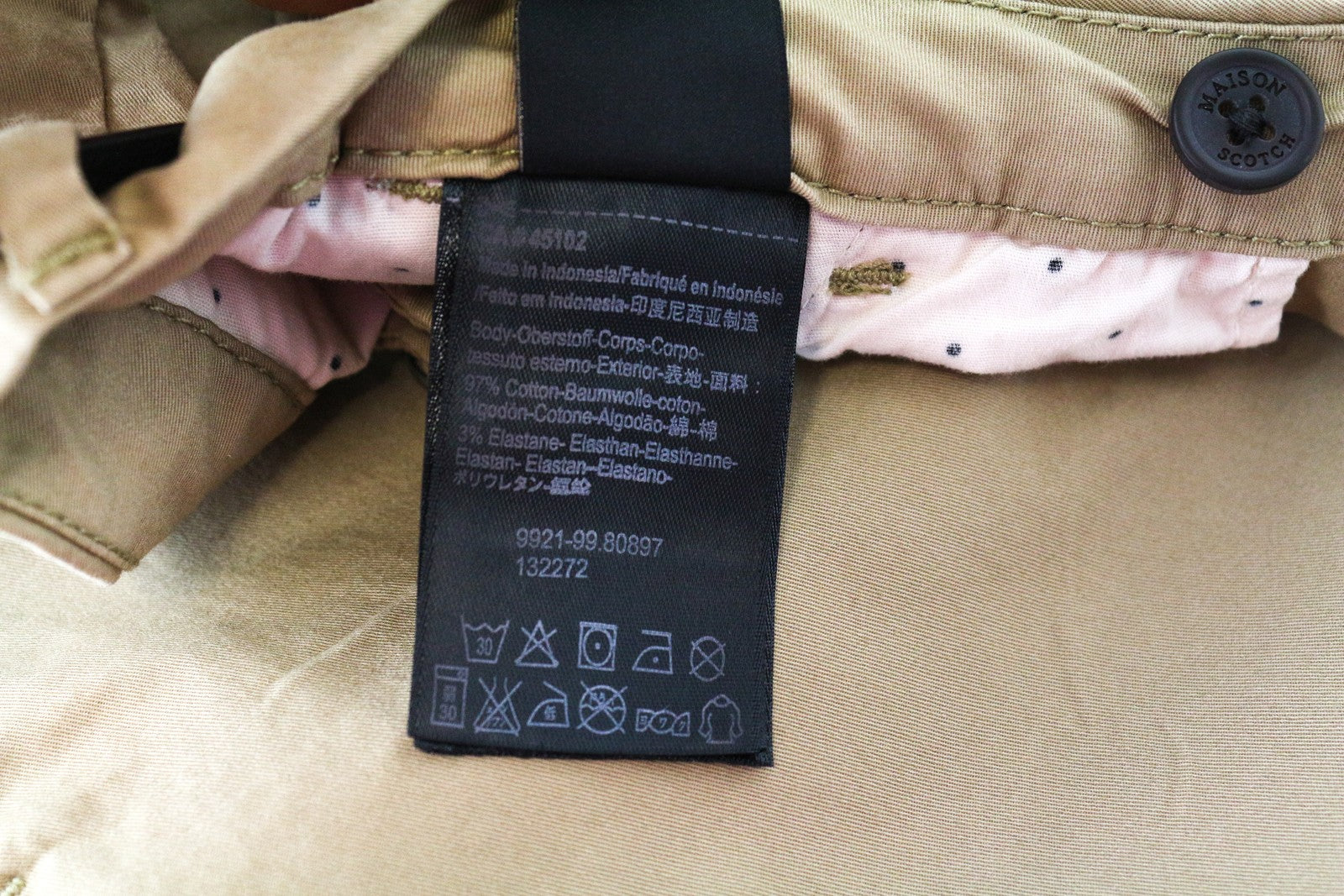 MAISON SCOTCH W29/L32 Turn-Up Trousers Sand Brown Slim