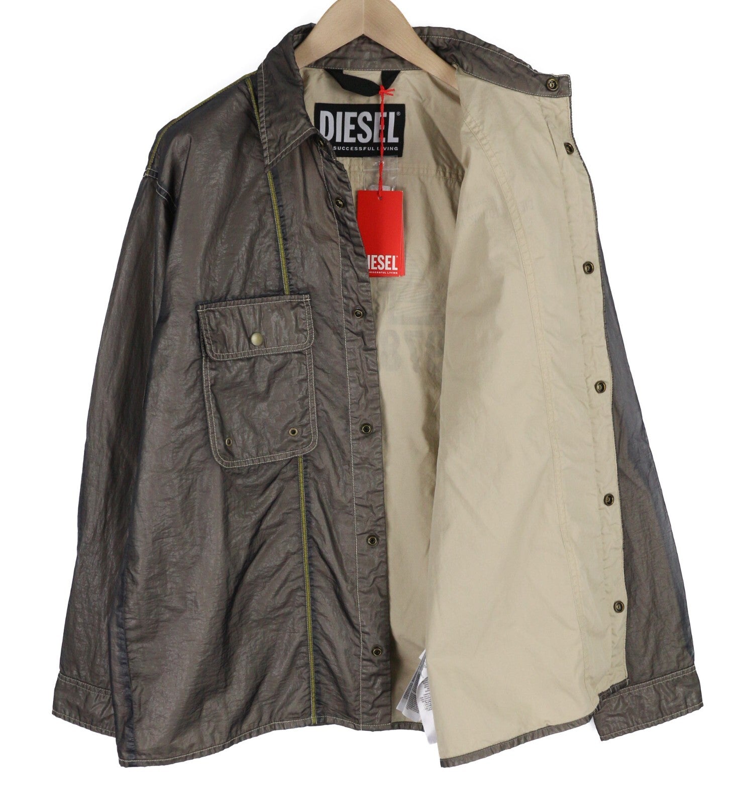 DIESEL S-U24 vyriška striukė su spaudėmis, dengta apykakle, RRP 275 € 