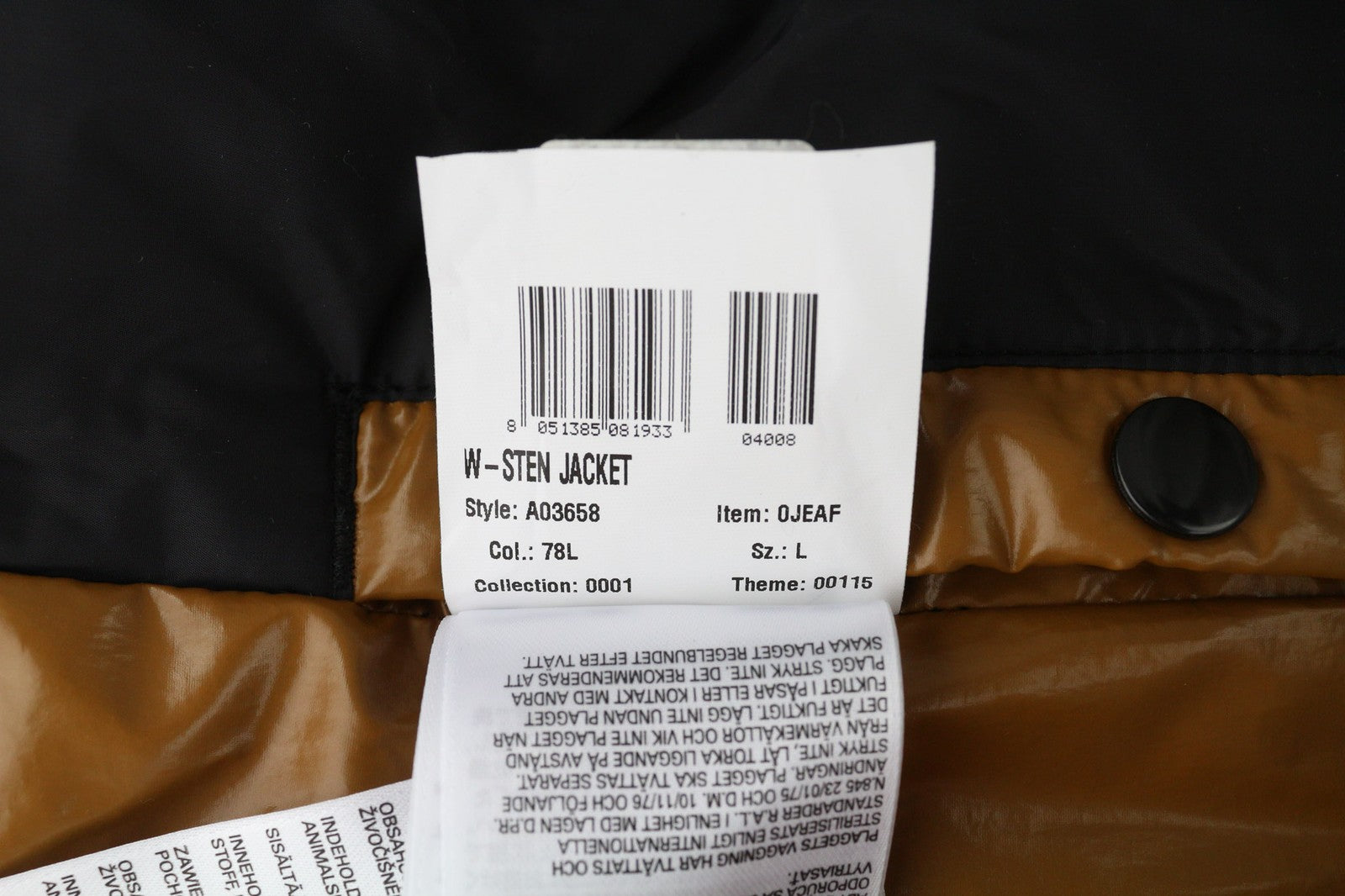 DIESEL W-Sten vyriška striukė L, ruda, pūsta, ančių pūkų užpildu, dygsniuota, RRP 395 € 