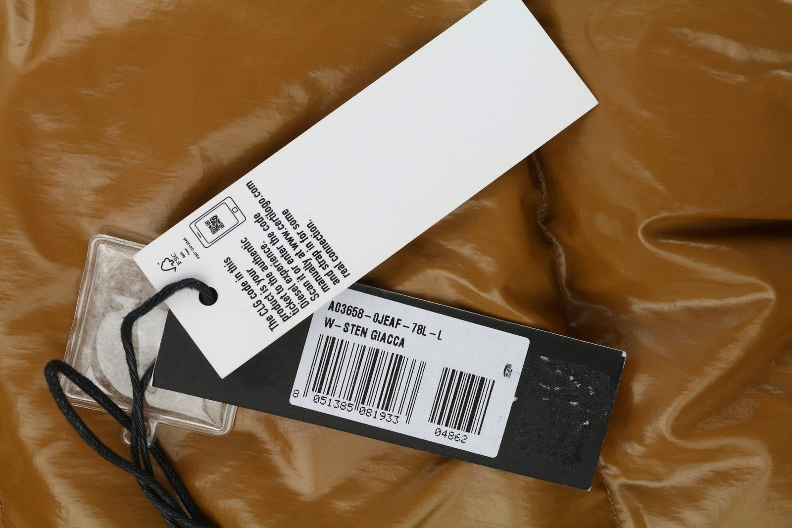 DIESEL W-Sten vyriška striukė L, ruda, pūsta, ančių pūkų užpildu, dygsniuota, RRP 395 € 