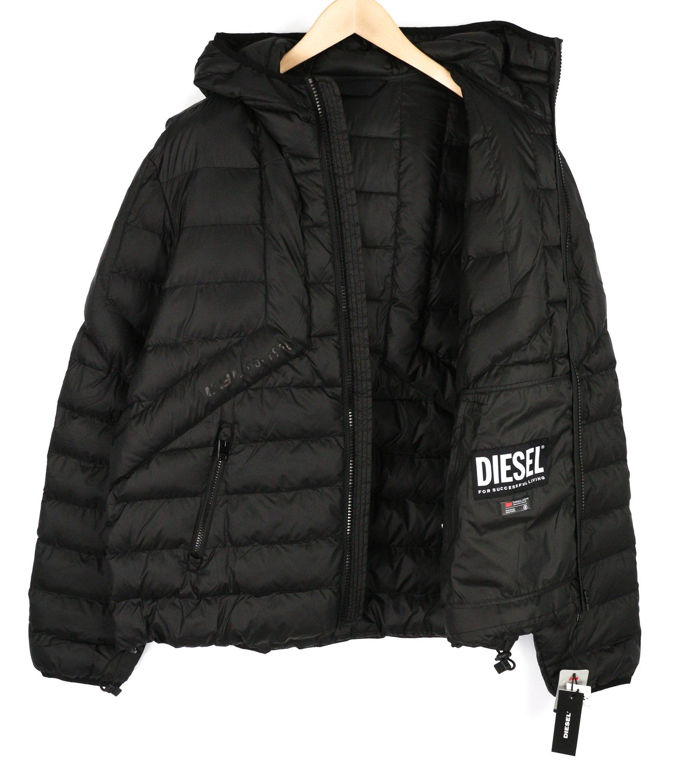 DIESEL W-Dwain-21 vyriška striukė su užtrauktuku ir dygsniuotu gobtuvu, 2XL, 3M, RRP 350 € 