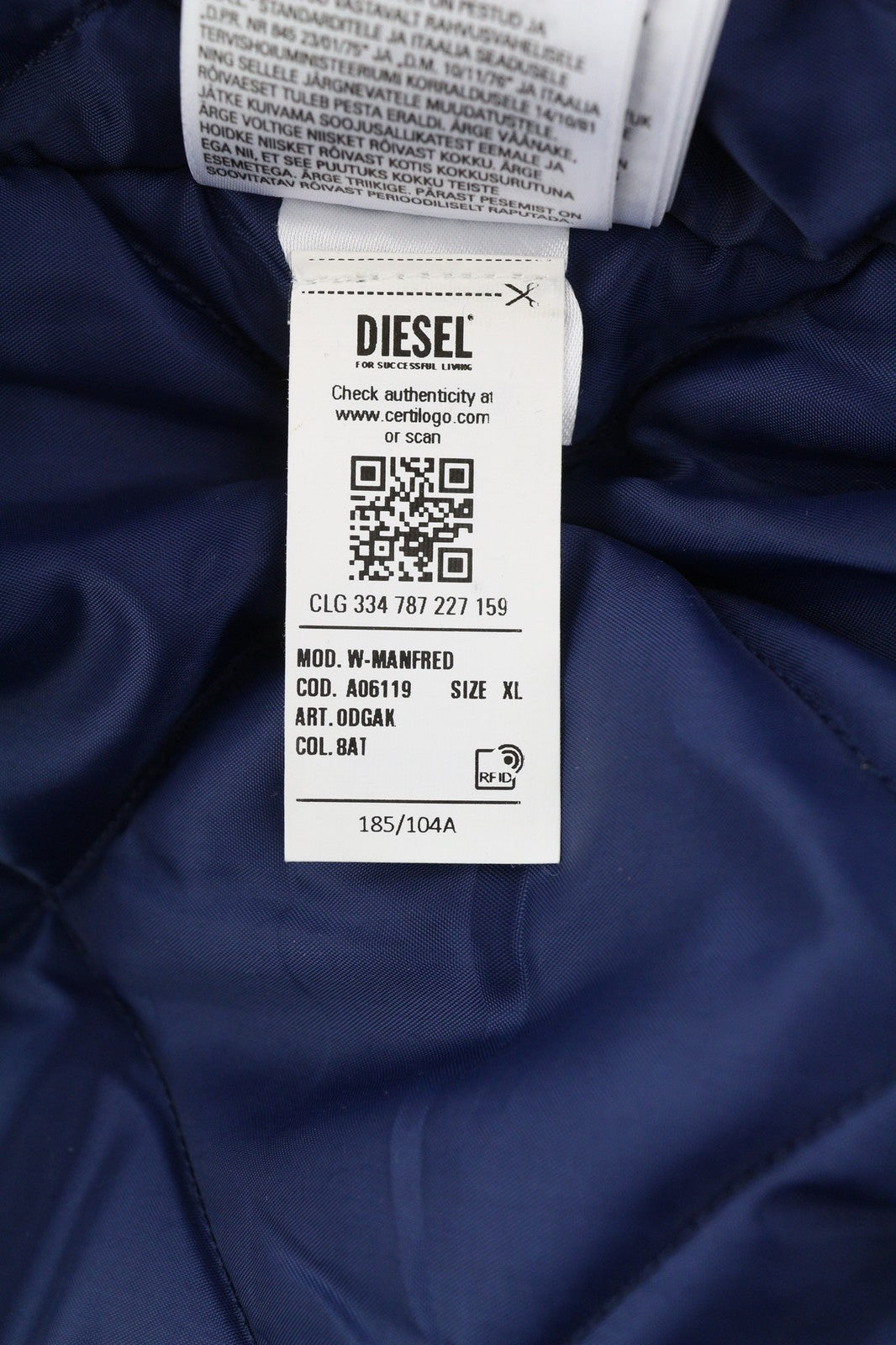 DIESEL W-Manfred vyriška striukė XL su užtrauktuku ir paminkštintomis kišenėmis, mėlyna, RRP 395 € 