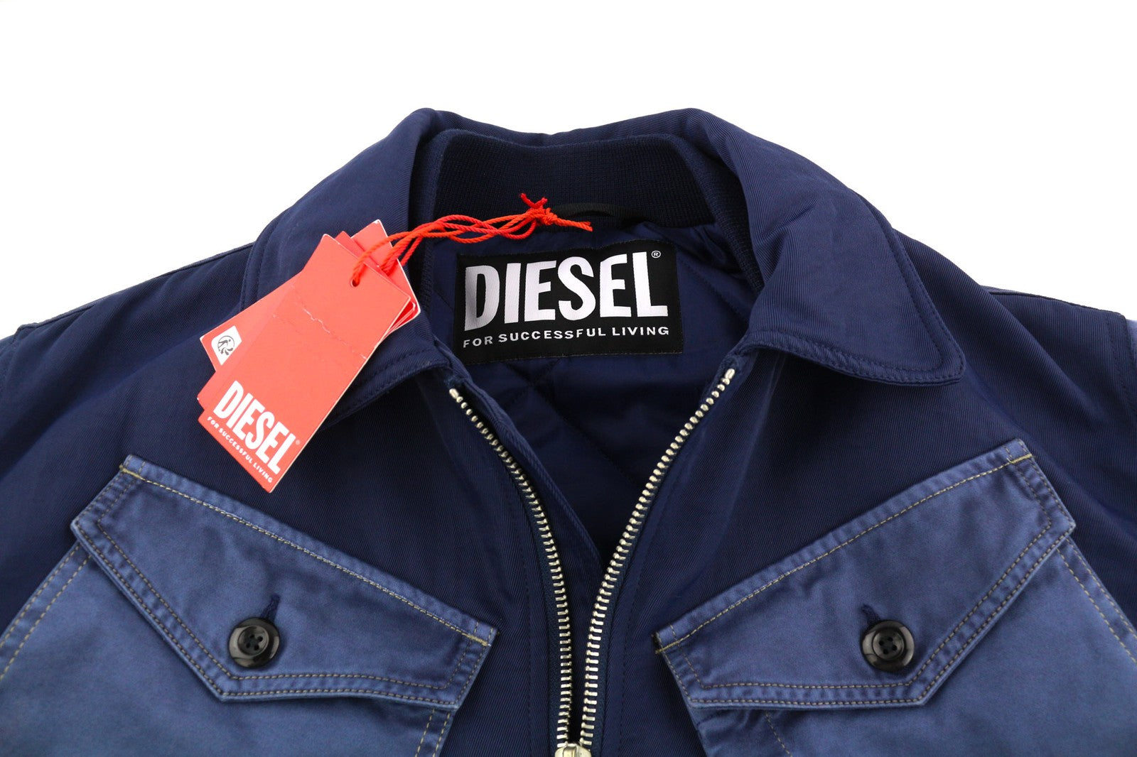DIESEL W-Manfred vyriška striukė XL su užtrauktuku ir paminkštintomis kišenėmis, mėlyna, RRP 395 € 